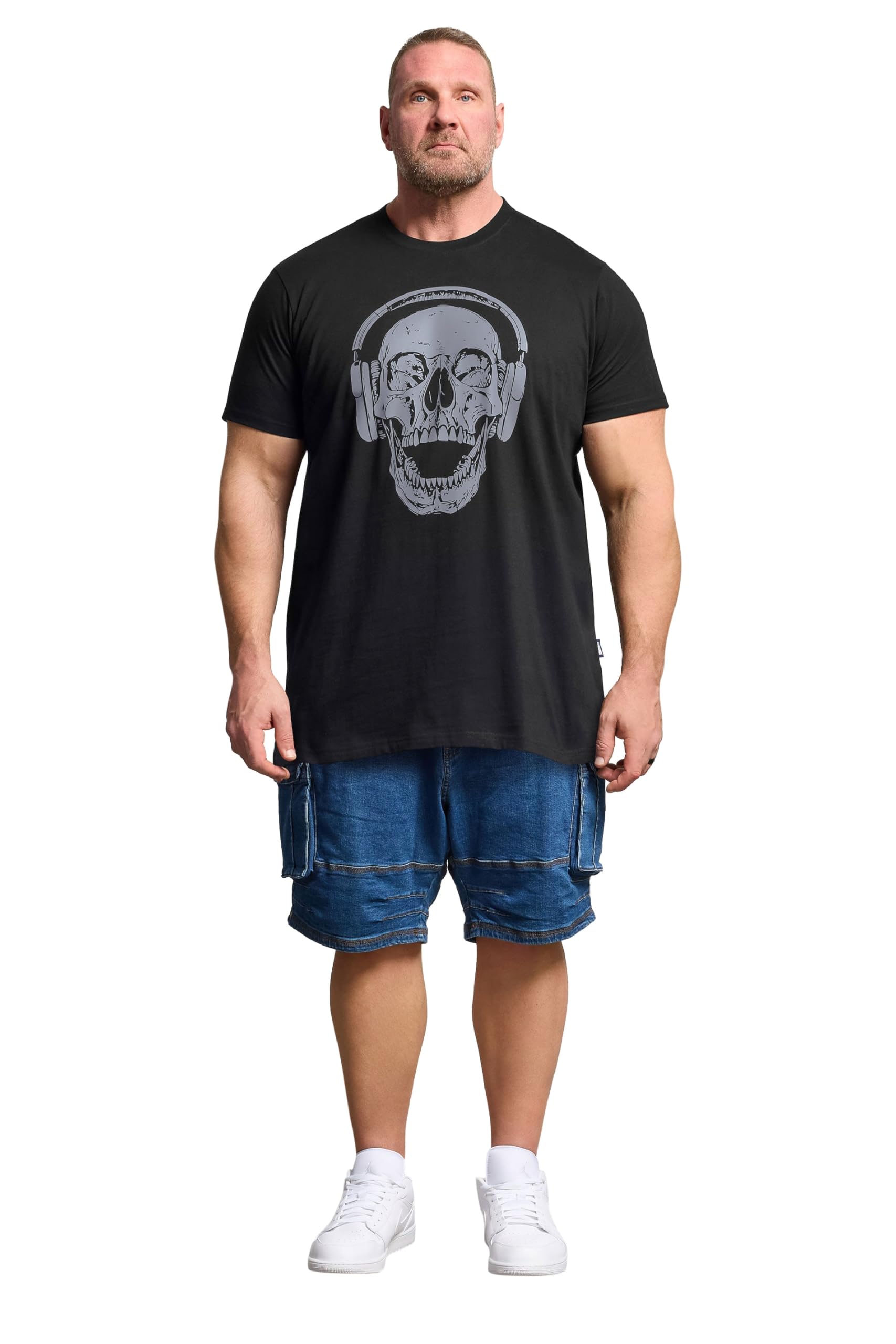 BadRhino Big & Tall Skull & Headphone Graphic T-Shirt - Men's - Plus Size Curve Black