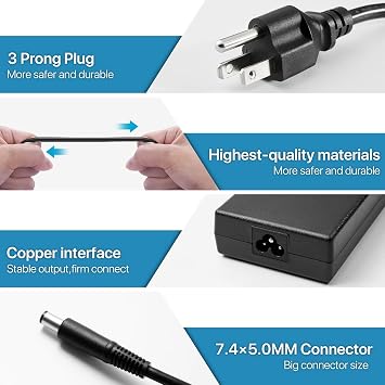 180W Laptop Charger AC Adapter Compatible with Dell Alienware 13 15 17 M14x M11x G7 G5 G3 Precision 7510 7520 7530 7540 7550 Laptop Power Adapter Supply