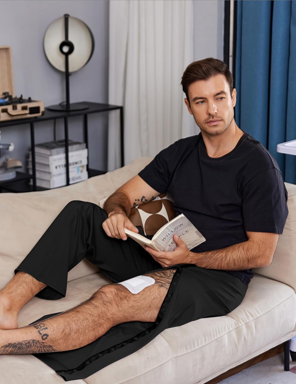 Deyeek Tear Away Pants for Men Open Bottom Side Snap On Sweatpants Baggy Post Knee Hip Leg Surgery Recovery Pant with Pockets - Image 3