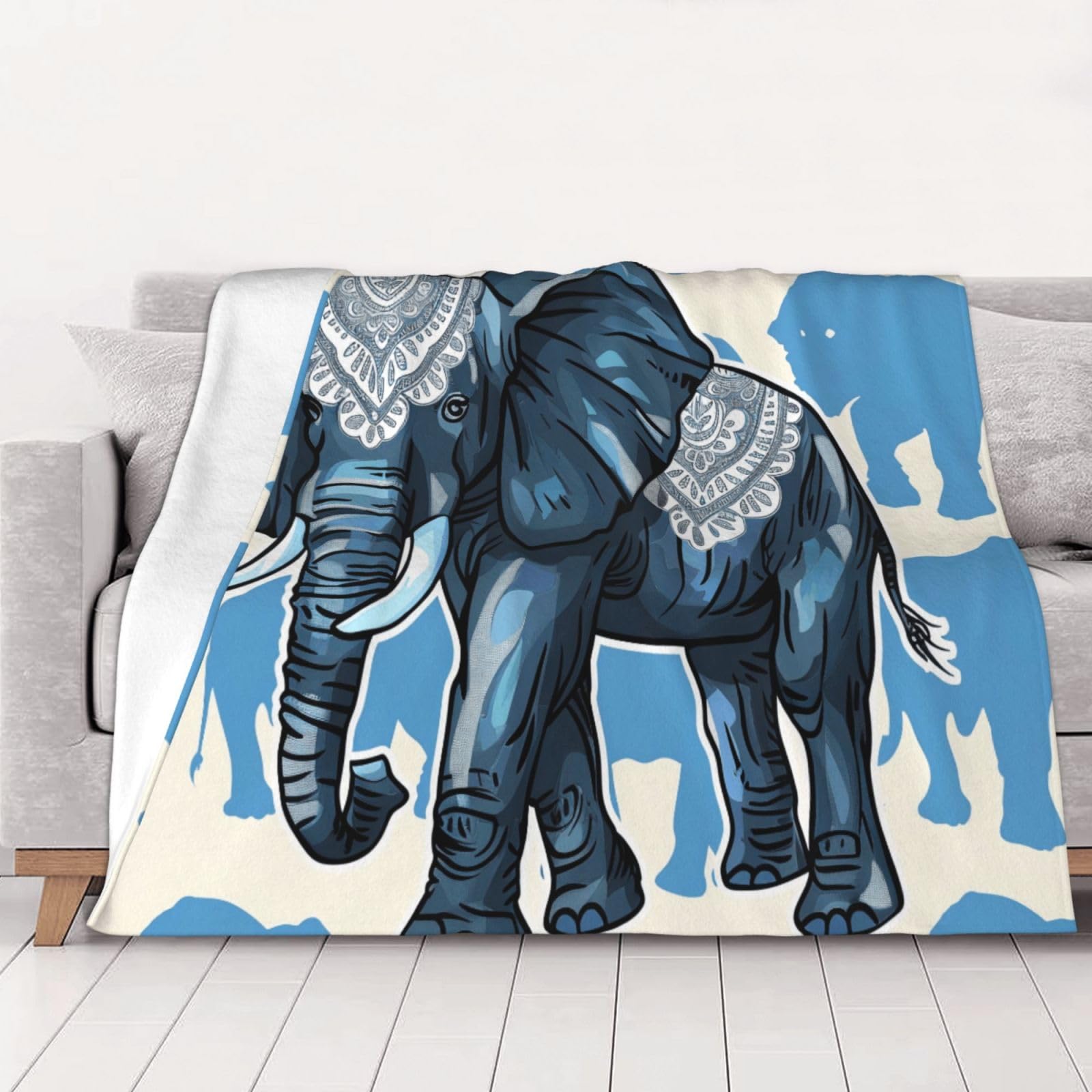 AUBKFELD aztec elephant Printed Flannel Blanket 102x76 CM, Soft & Warm Throw Blanket for Sofa/Couch/Bed/Car, Gifts for Audlts Women Men