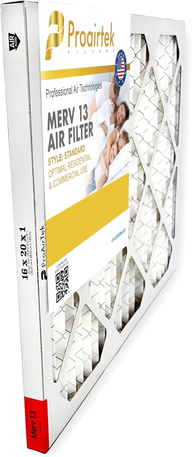 Proairtek AF16201M13SWH Model 16x20x1 Pack of 2 Air Filters, MERV 13; Ideal for Anyone Wanting Clean, Crisp Air in Their Home