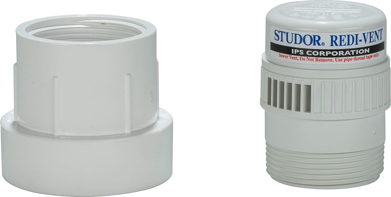 Studor 20353 Redi-Vent Air Admittance Valve with PVC Adapter, 1-1/2- or 2-Inch Connection,