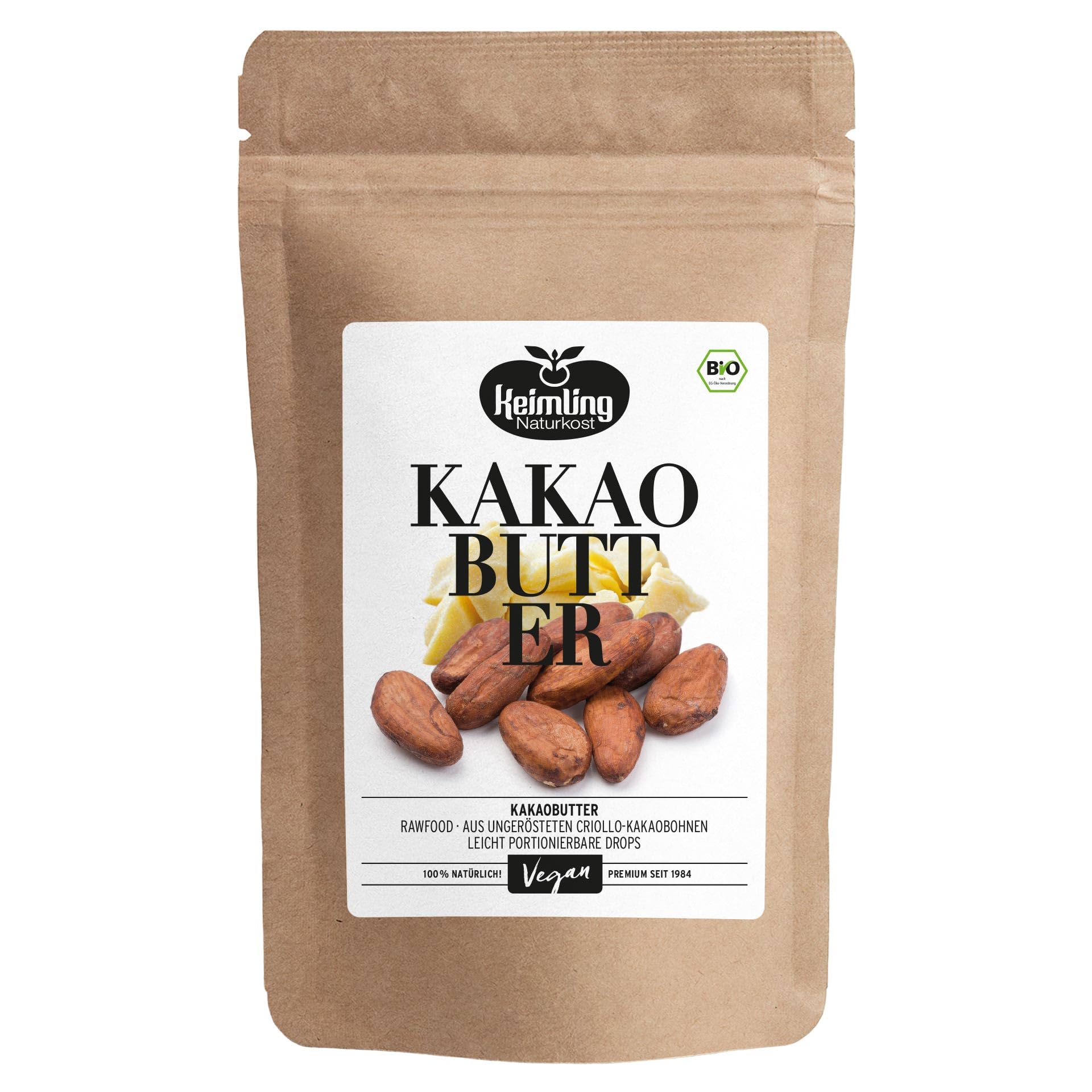 Bio Kakaobutter 500 g 100% reine Kakaobutter unraffiniert vegan naturbelassen