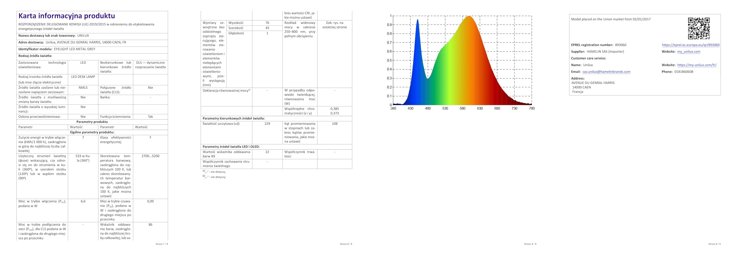 Unilux LED Schreibtischlampe Eyelight, silbergrau
