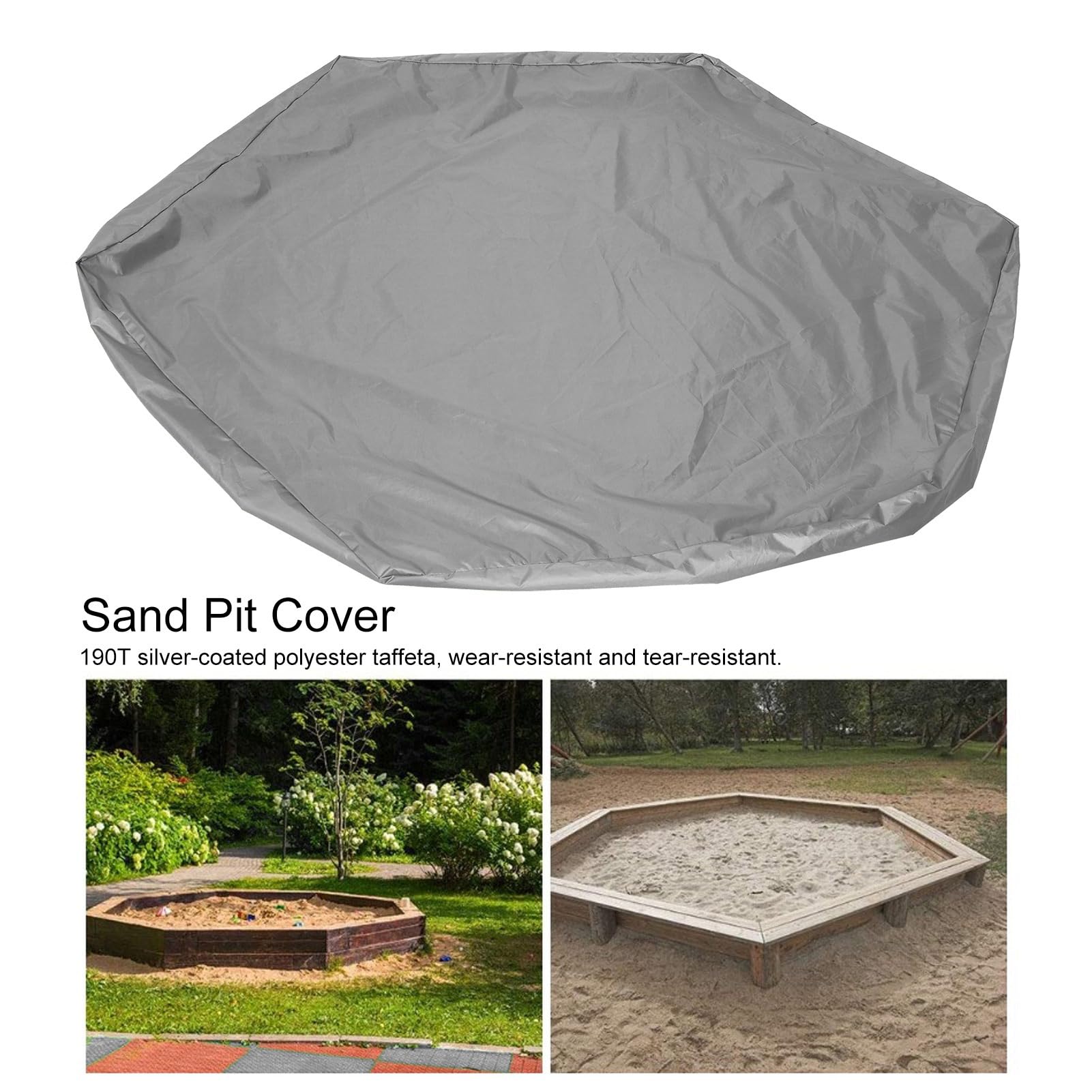 FLEXMAN Hexagon Sandboxes Cover, Outdoor Garden Outdoor Hexagon Sand Box Cover for Sand Pit Cover Garden Bath Waterproof, Sun Blocking (Gray)