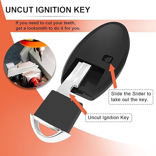 Miniatura 6 de Llavero compatible con Nissan Altima 2007-2012  Nissan Maxima 2009-2014, SaverRemotes de 4 botones de entrada sin llave, control remoto de repuesto