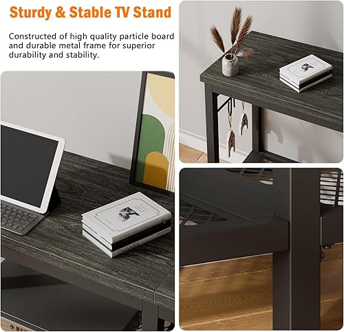 Miniatura 4 de Furologee - Soporte de TV para televisores de hasta 55 pulgadas, centro de entretenimiento con estantes de almacenamiento abiertos, mesa de consola