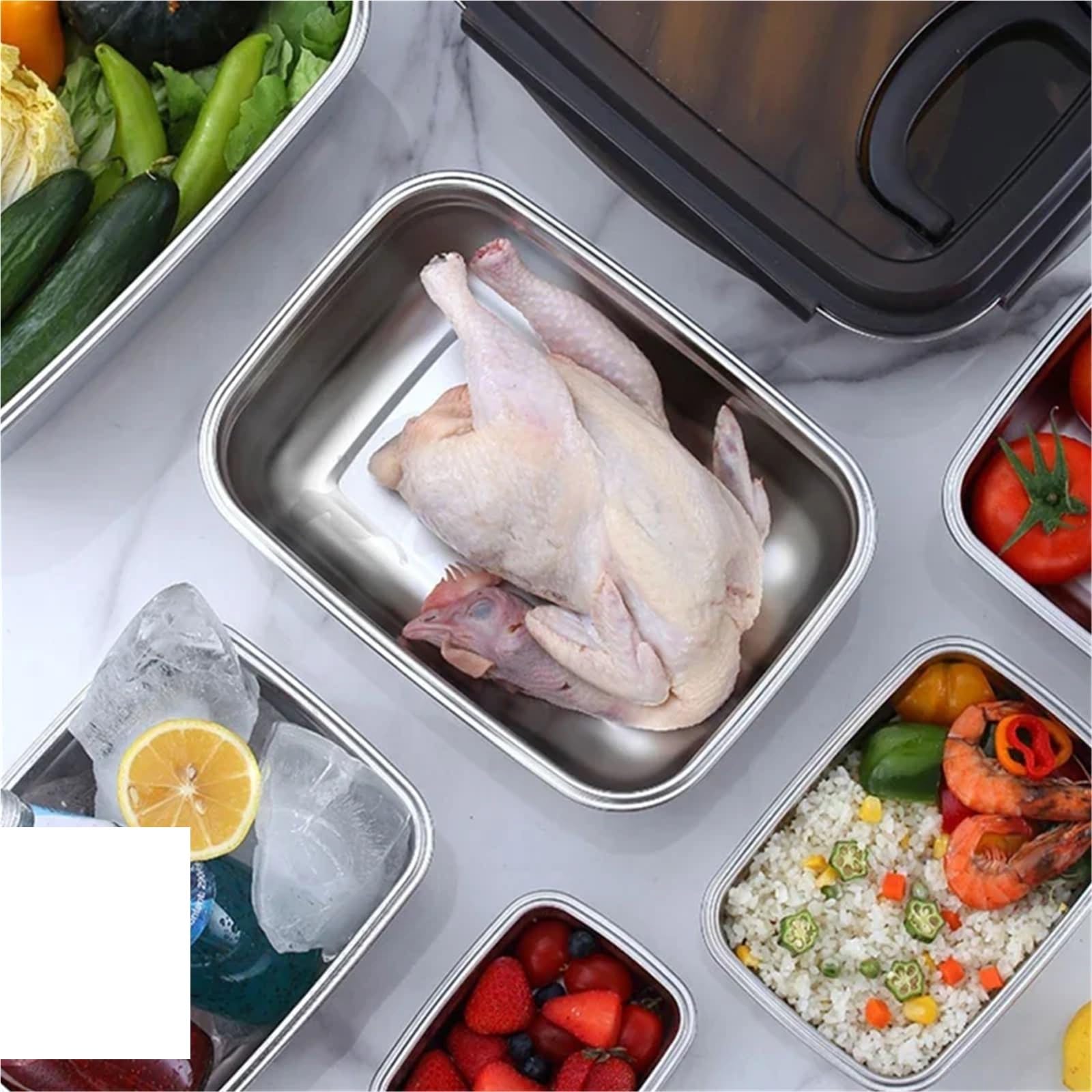 Portavivande In Acciaio Inox Contenitori for alimenti Bento Box in acciaio inox 304, for frigorifero, for la conservazione di, portatili, for esterni, 7 misure a scelta(7500ml)
