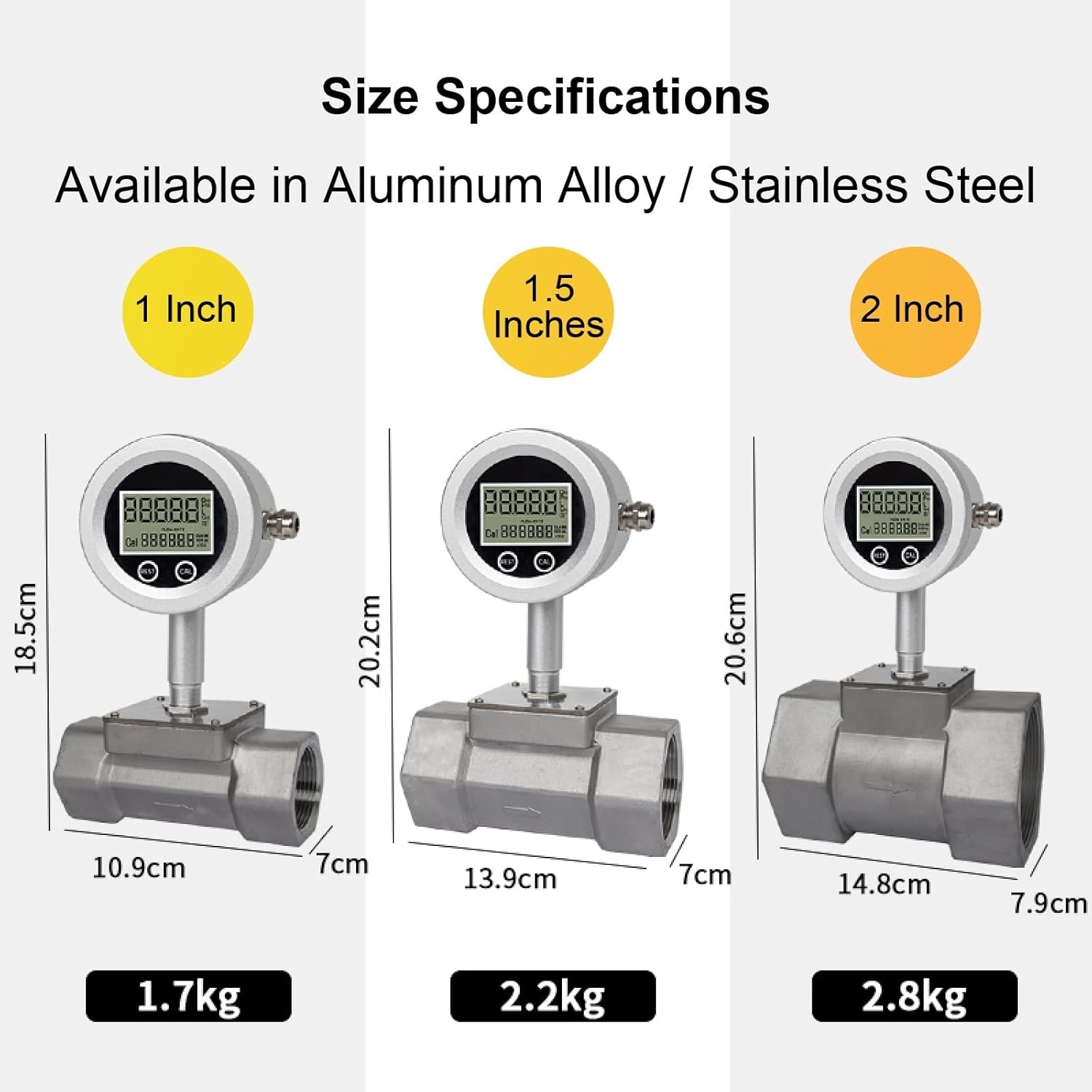 Round-Head Digital Turbine Flow Meter RS485 Pulse Output Battery Powered Liquid Flow Sensor(Mixed Color)