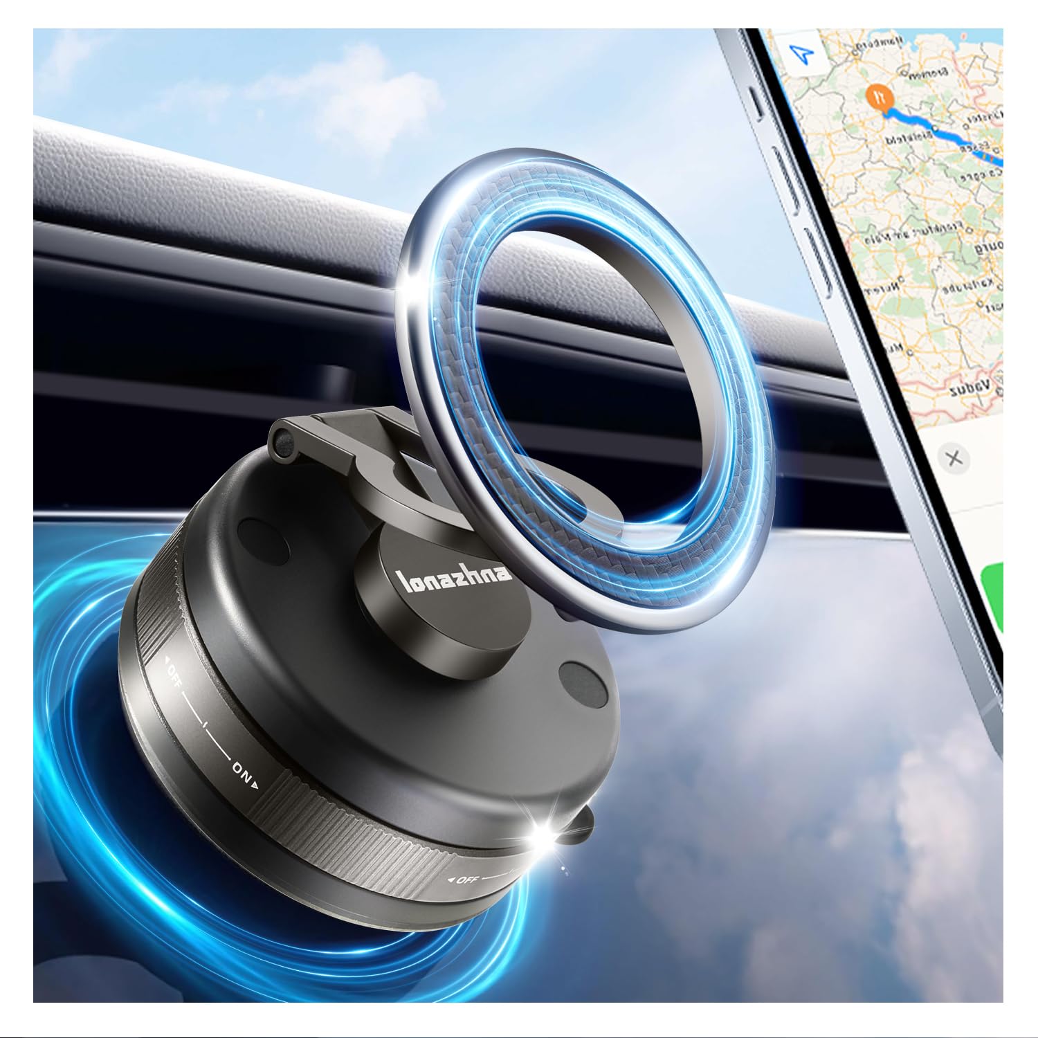 Supercharged Vacuum Magnetic Phone Holder For Car - 360° Adjustable Mount For All Phones