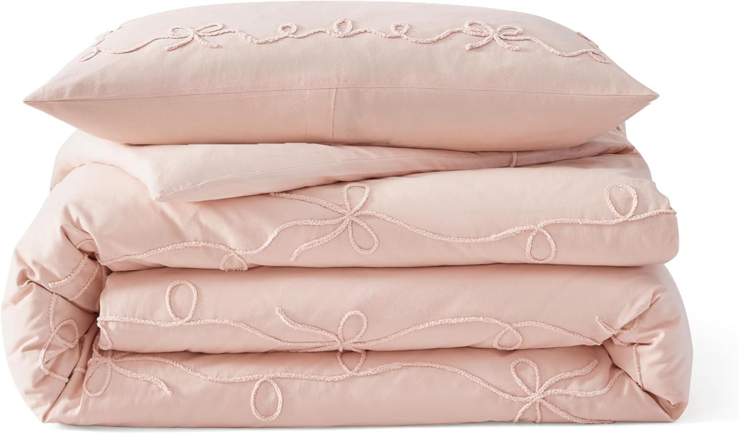Peri Home Bow Bedding Duvet Cover Cottage Core Vintage Country 100% Cotton 2-Piece Set, Twin, Blue Sasha Bows