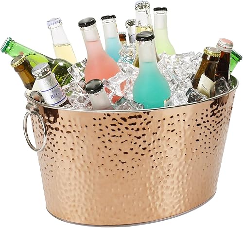 Miniatura 4 de Bañera de bebidas de 12 L, cubo de champán de acero inoxidable, cubo de hielo grande con asas, cubo de bebida para fiestas, bar en casa