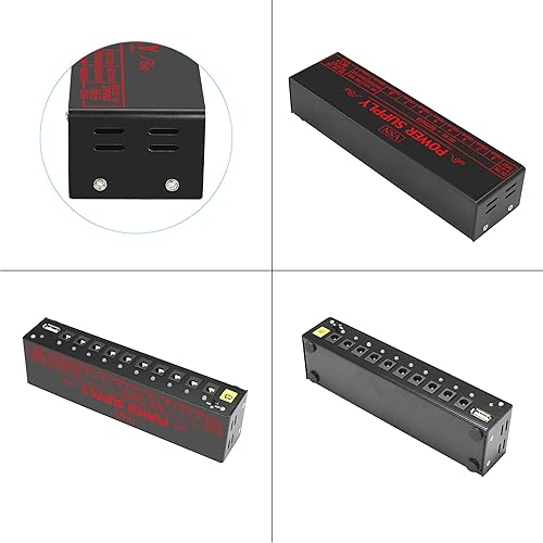 Miniatura 9 de VSN Fuente de alimentación de pedal de guitarra, 10 salidas de CC aisladas para fuente de alimentación 9V12V18V DC y puerto de carga USB con