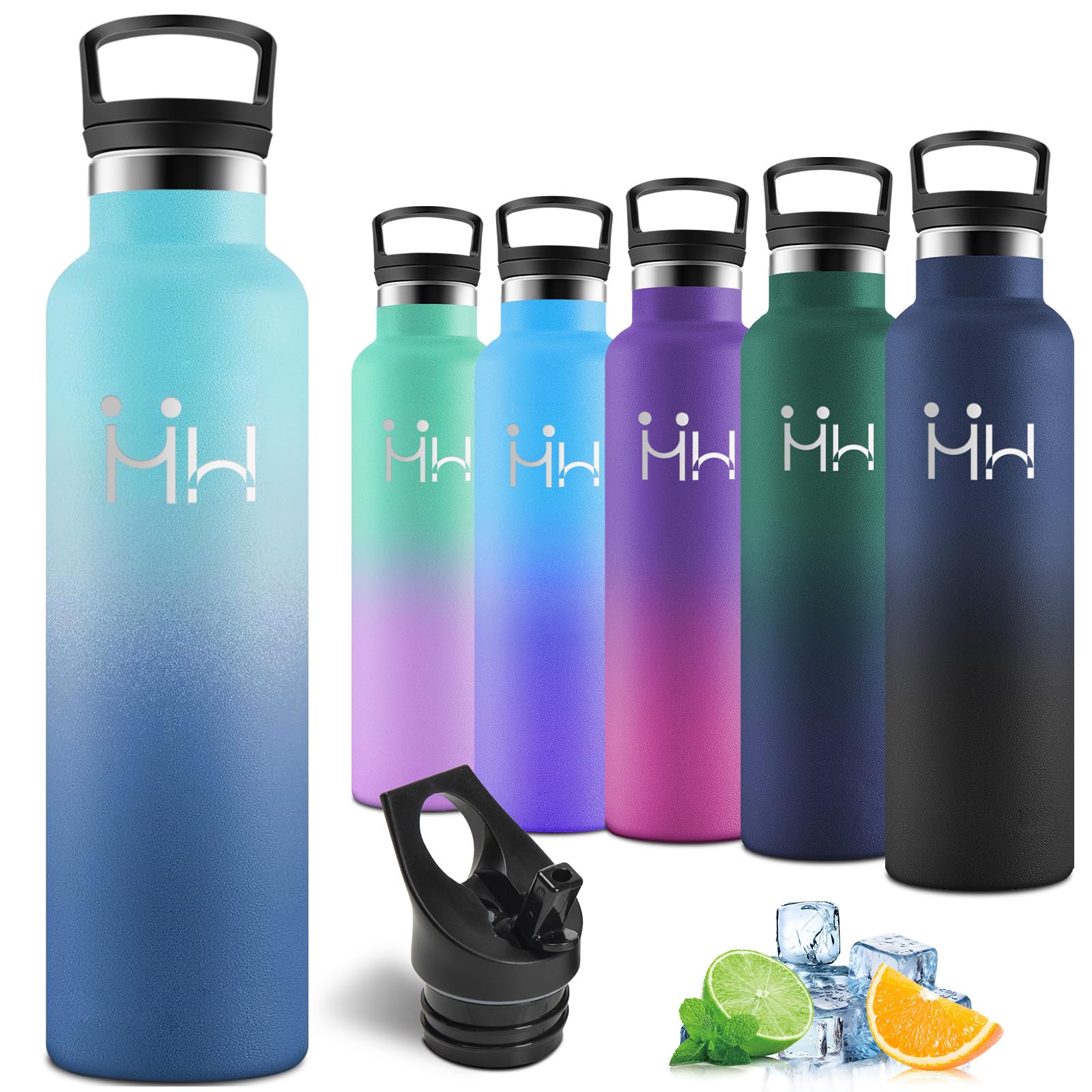 Motswedi Borraccia Termica 1 Litro, Borraccia Acciaio Inox, Bottiglia Termica, per Acqua Fredda e Calda, Bottiglia d'Acqua a Prova di Perdite, per Sport, Palestra, Campeggi, Azzurro cielo & Blu scuro