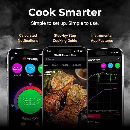 MEATER SE - Termometro per carne wireless con Bluetooth, misura temperatura interna e ambientale, perfetto per forno, grill, cucina, barbecue, girarrosto, dotato di caricatore nero - 4