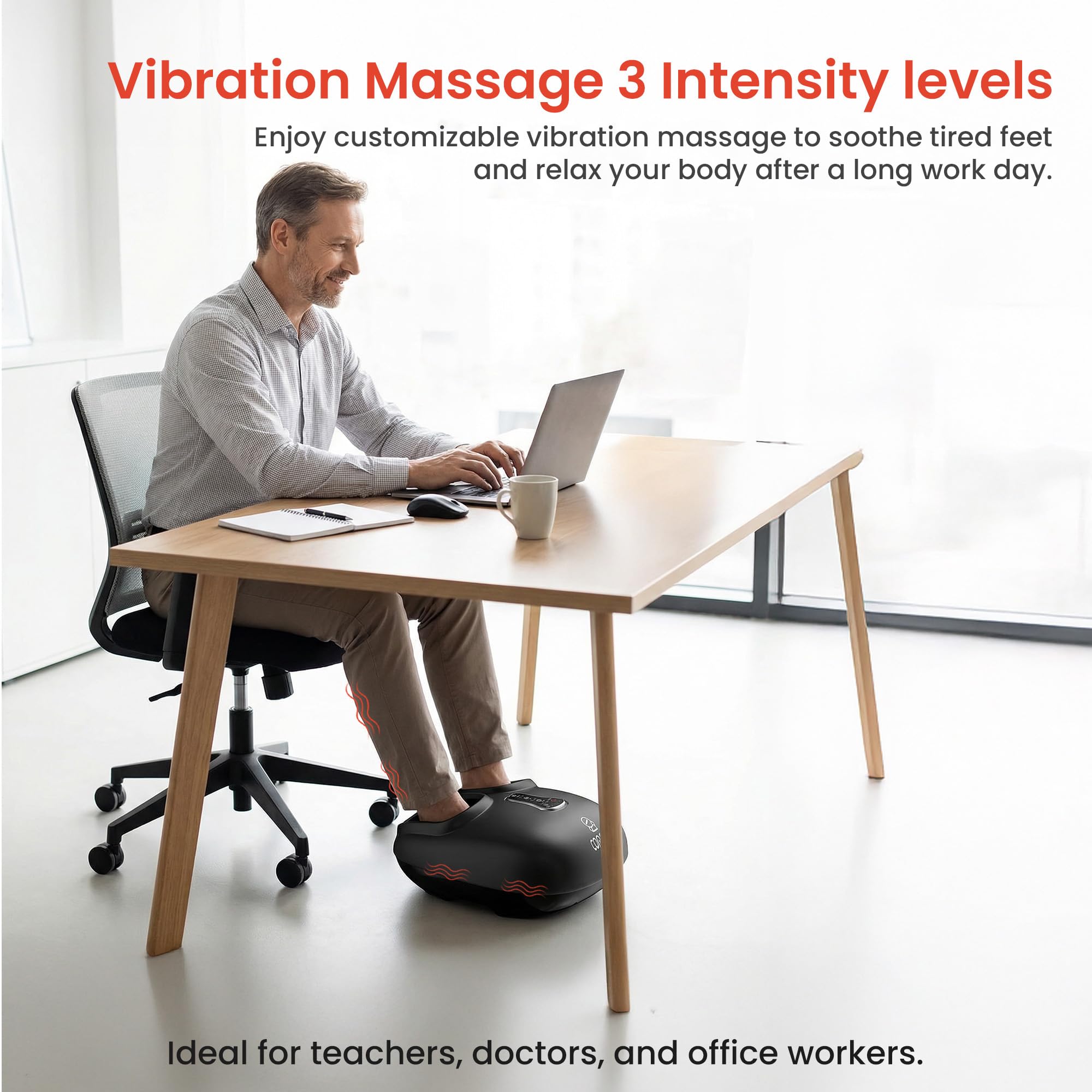 COMFIER Machine de massage des pieds avec chaleur, masseur de pieds Shiatsu, chauffe-pieds, télécommande, paramètres personnalisables pour une utilisation à domicile ou au bureau, cadeaux pour homme