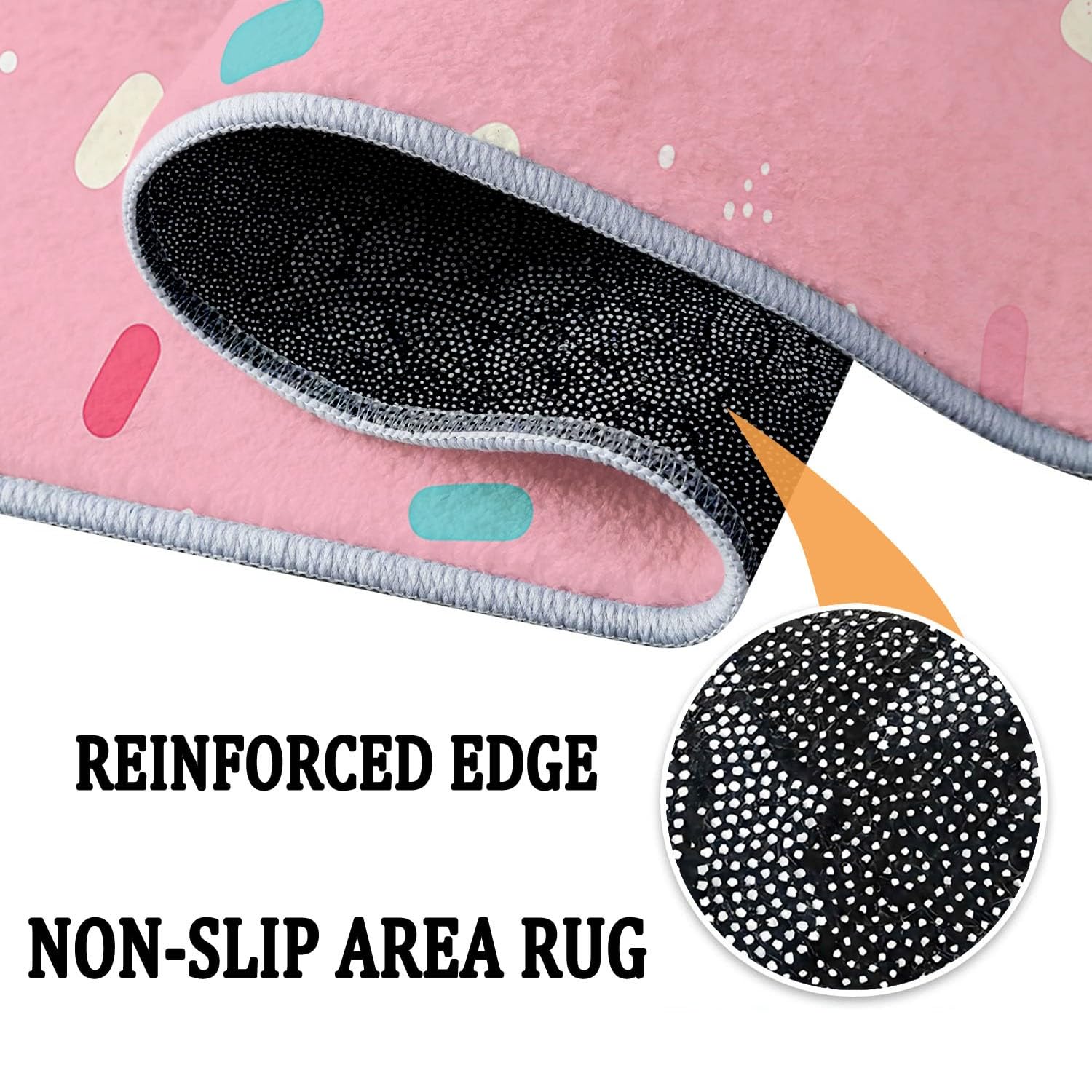 Pétillant Tapis de Sol Rond Motif Mignon Style Paillettes et Étoiles, Coloré, 140 cm, Idéal pour Déco Joyeuse de Chambre de Fille ou Bébé, Moquette Antidérapante en Flanelle Douce