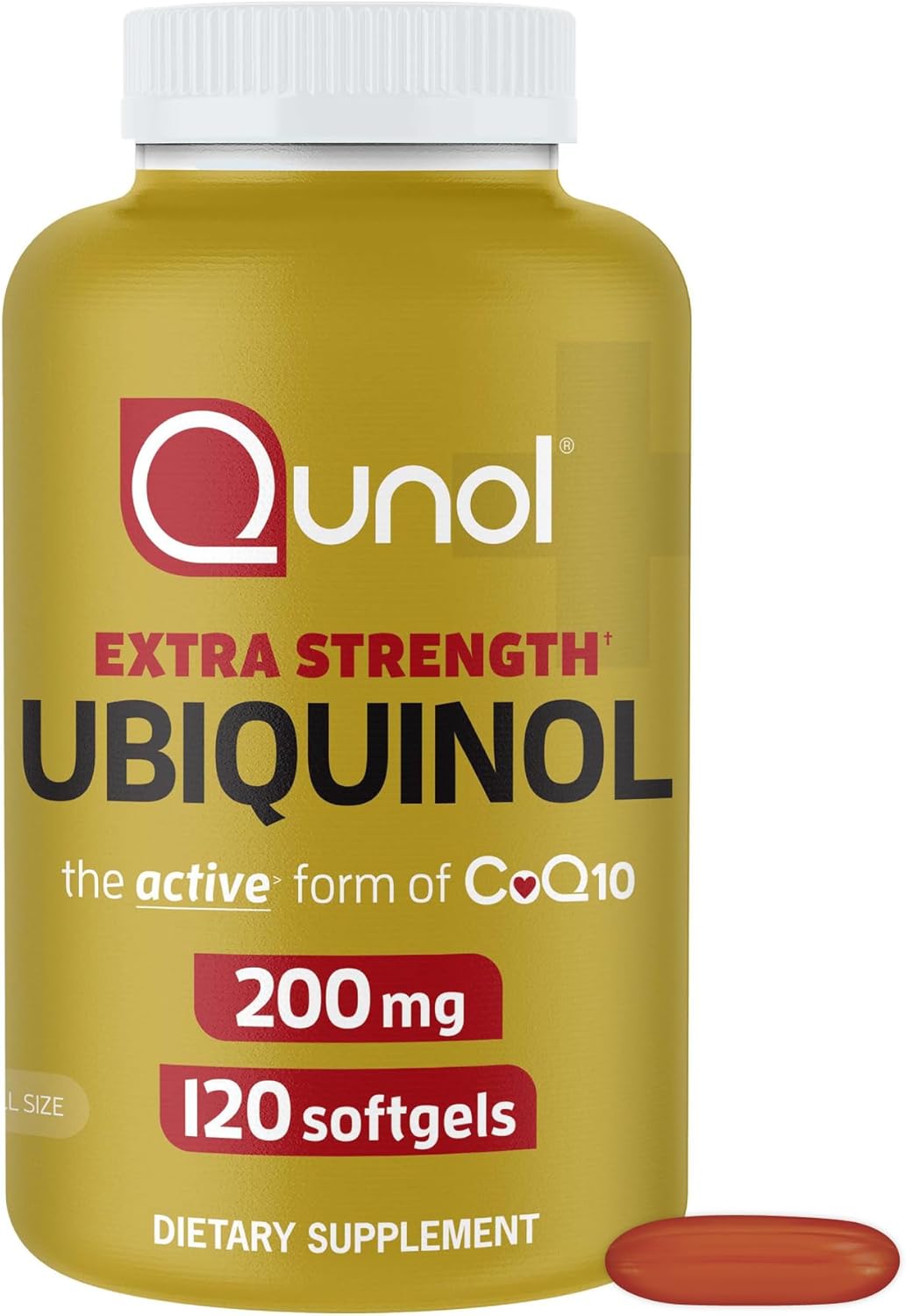 Qunol Ubiquinol CoQ10 200mg Softgels, Powerful Antioxidant for Heart and Vascular Health, Essential for Energy Production, Natural Supplement Active Form of CoQ10, 120ct Softgels