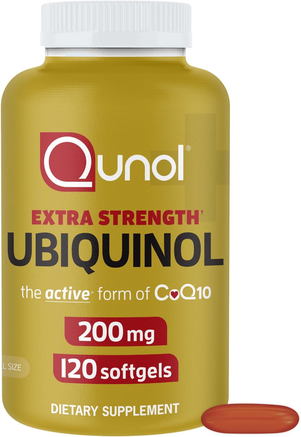 Qunol Ubiquinol CoQ10 200mg Softgels, Powerful Antioxidant for Heart and Vascular Health, Essential for Energy Production, Natural Supplement Active Form of CoQ10, 120ct Softgels