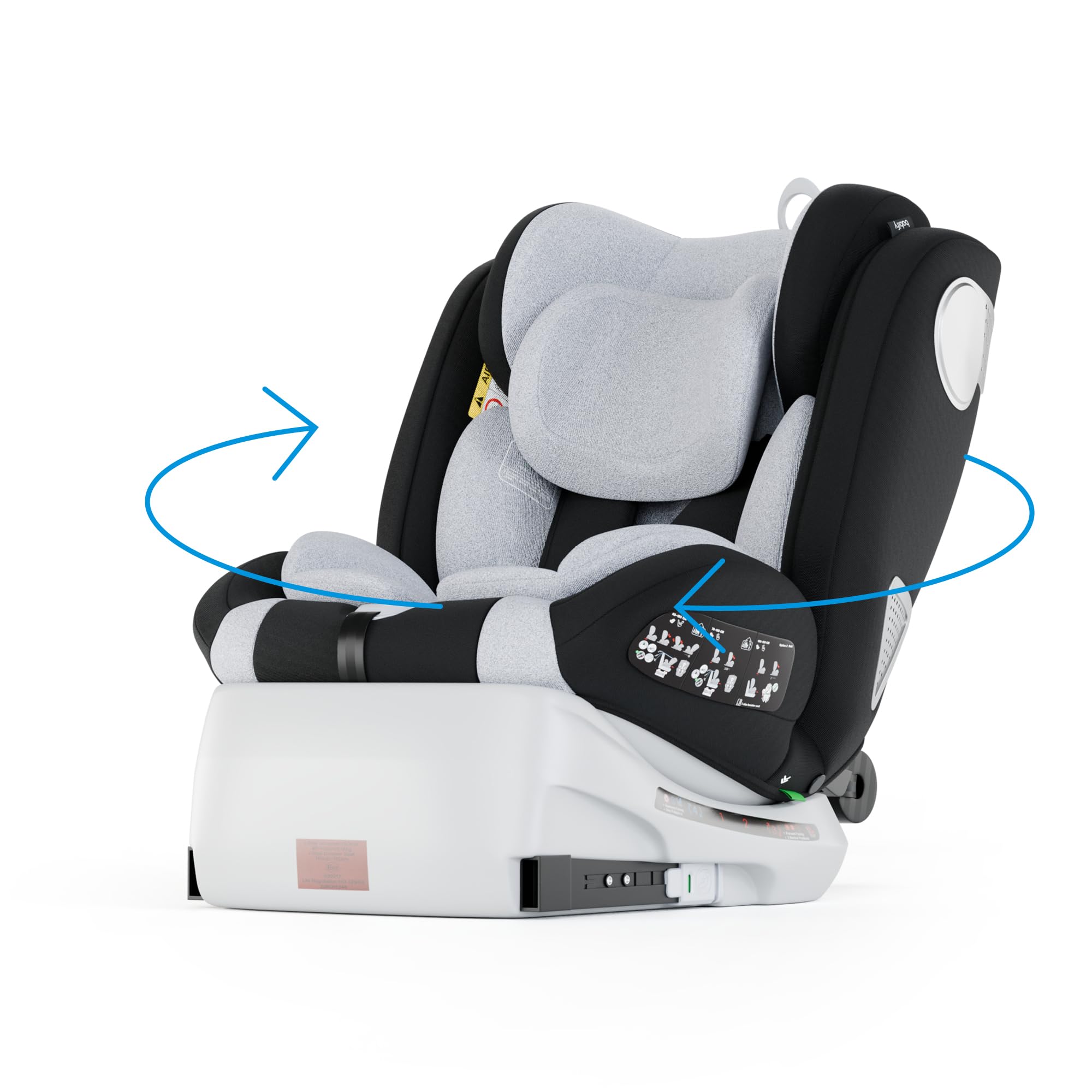 Babify Onboard Silla de Coche para Bebés y Niños, 0 Meses - 12 Años, Ajustable 360, Asiento Portátil y Seguro i-Size ECE R129
