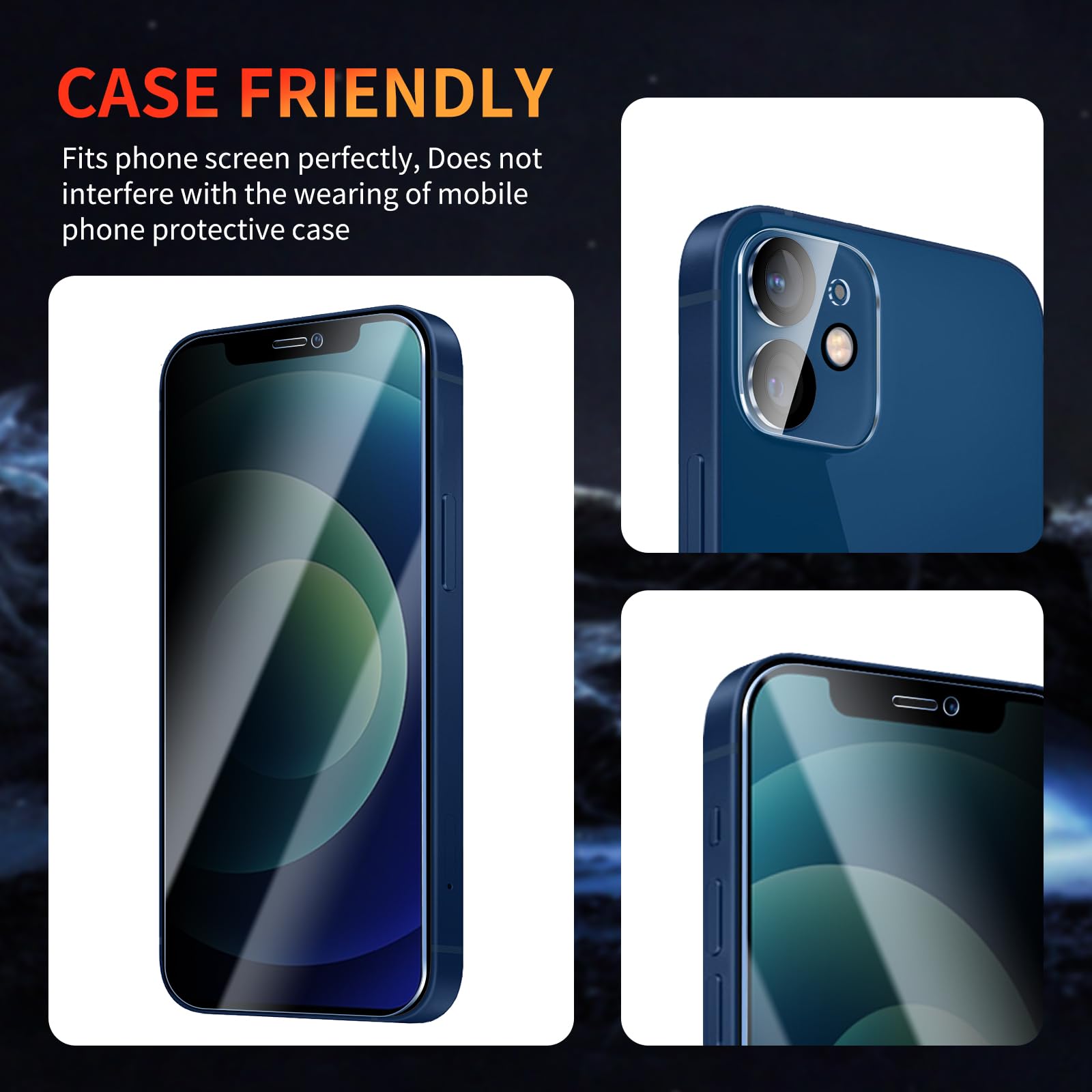 Fylnatc 2 X Protector De Pantalla Para IPhone 12 + 2 X Protector Camara + 2 X Cristal Vidrio Templado Trasera, Cristal Vidrio Templado, Antiarañazos