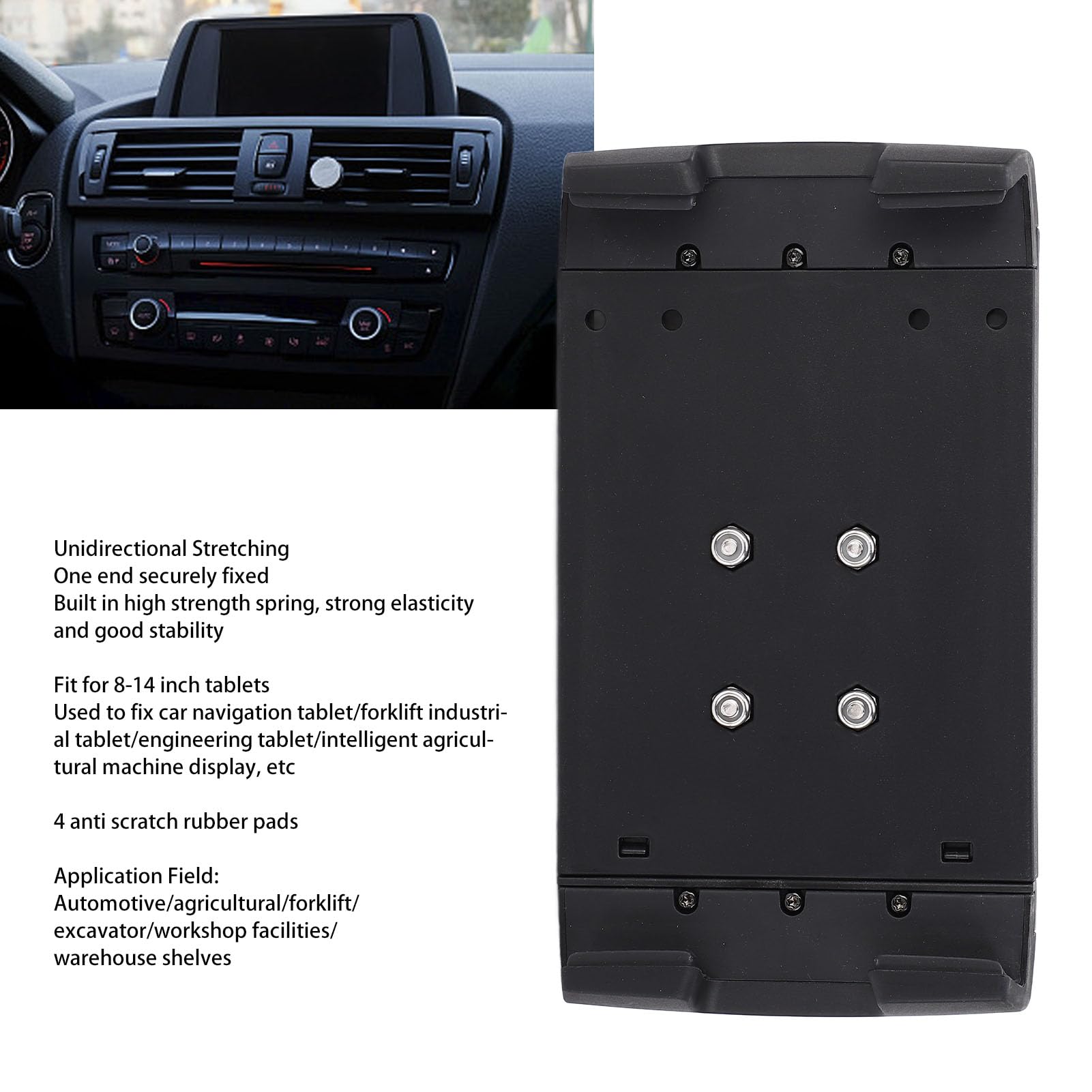 EIMSOAH Car Tablet Mount, Anti Shake Unidirectional Stretching Universal Dash Heavy Duty Metal Tablet Holder, for 8 to14 Inch