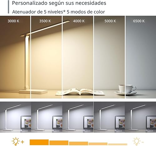 Miniatura 3 de Lepro - Lámpara LED de escritorio, lámpara regulable para el hogar y la oficina, lámpara de mesa para leer con control táctil y brillante de 9 W, 3