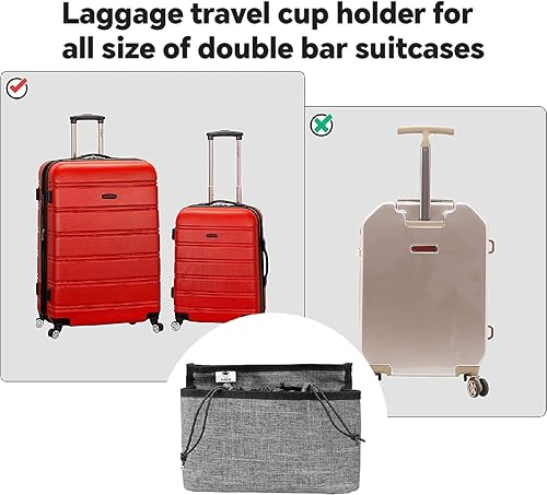 Miniatura 5 de AVAWIN Portavasos de equipaje, portavasos de viaje para equipaje, se adapta a todas las asas de maleta, libera tu mano para bebidas, tazas de café