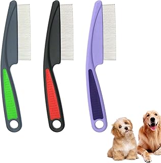 3 Pcs Pet Grooming Dematting Comb Stain Remover Pet Combs Flea Comb for Cat Dog Fleas Lice Tear Fine Tooth Grooming Removal Tool
