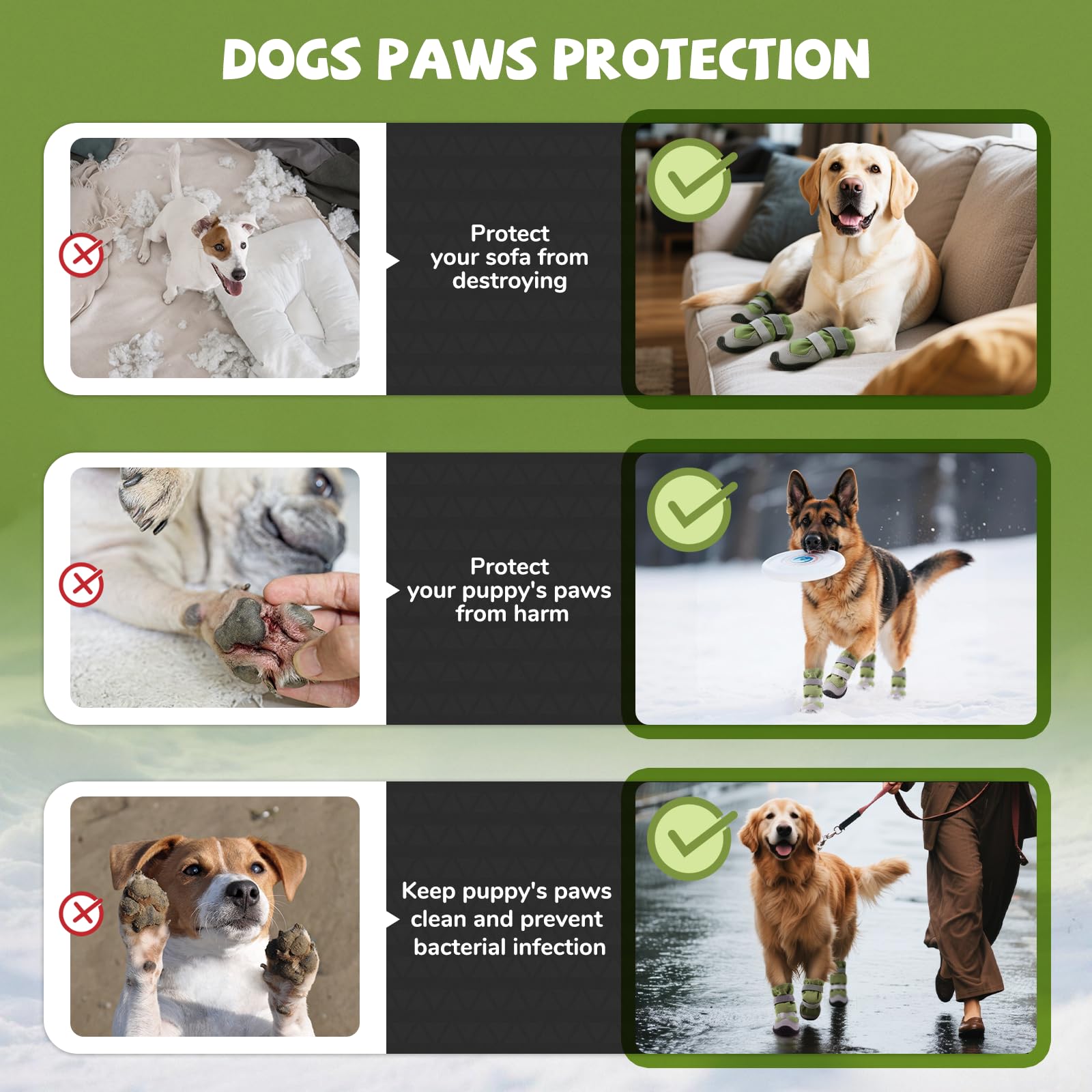 Bottes de neige d'hiver pour chien avec doublure en polaire - Chaussures pour chiens de taille moyenne et grande - Imperméables - Protections de pattes - Antidérapantes et réfléchissantes - Pour la