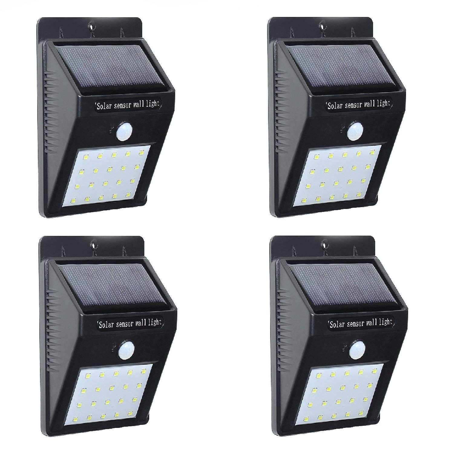 Lexton LED Motion Sensor Wide Angle Solar Light (Black, Pack of 4)