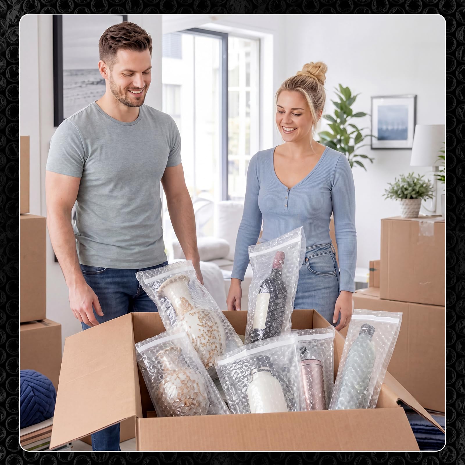 Frienda 150 Stück transparente, selbstdichtende Luftpolsterbeutel, doppelwandig, Kunststoff, stoßfest, schützende Verpackung für kleine Unternehmen, Umzug, Versandverpackung, Lagerung (20,3 x 30,5 cm)