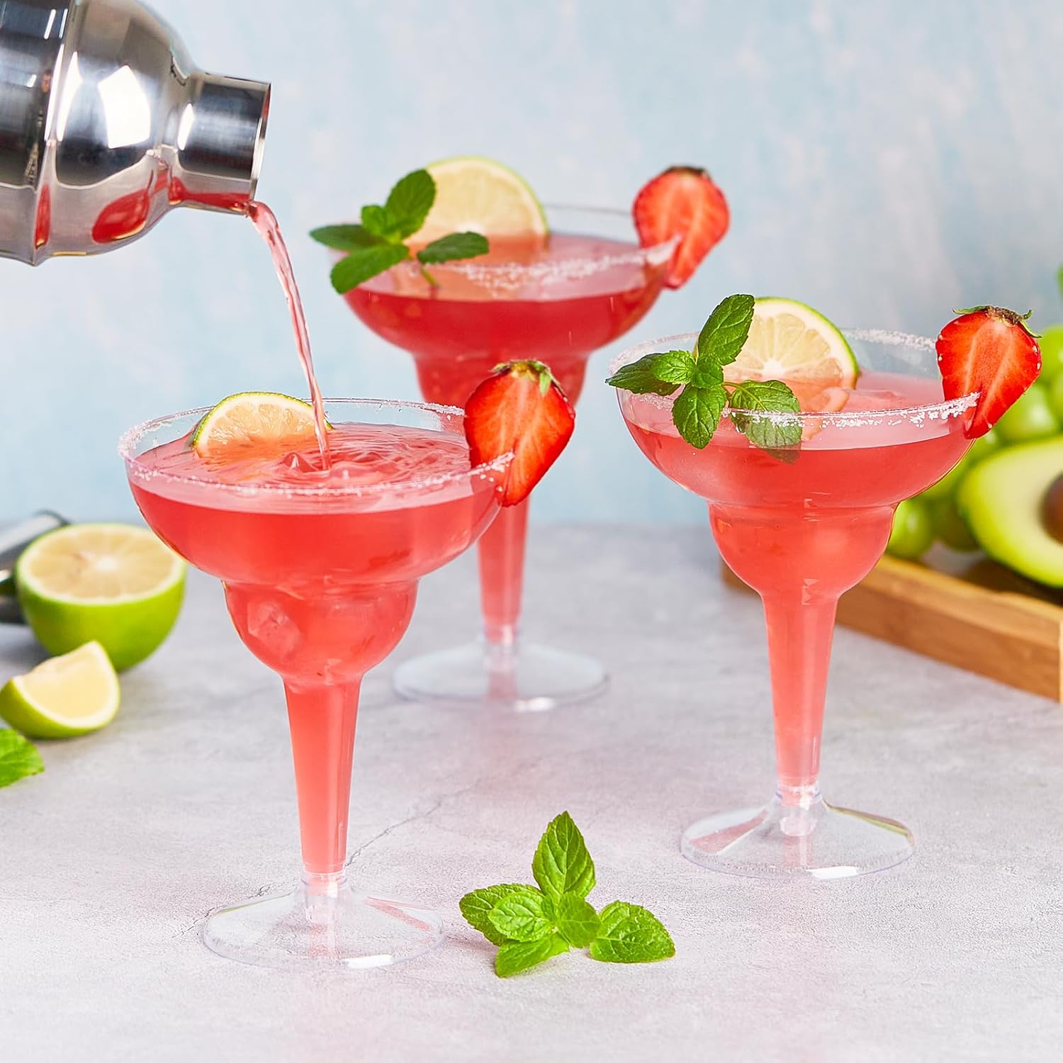 Kucoele 24 Pack Plastic Margarita Glasses, 12oz Disposable Cocktail Glasses Clear Party Cups for Wine, Champagne, Martini - Image 5