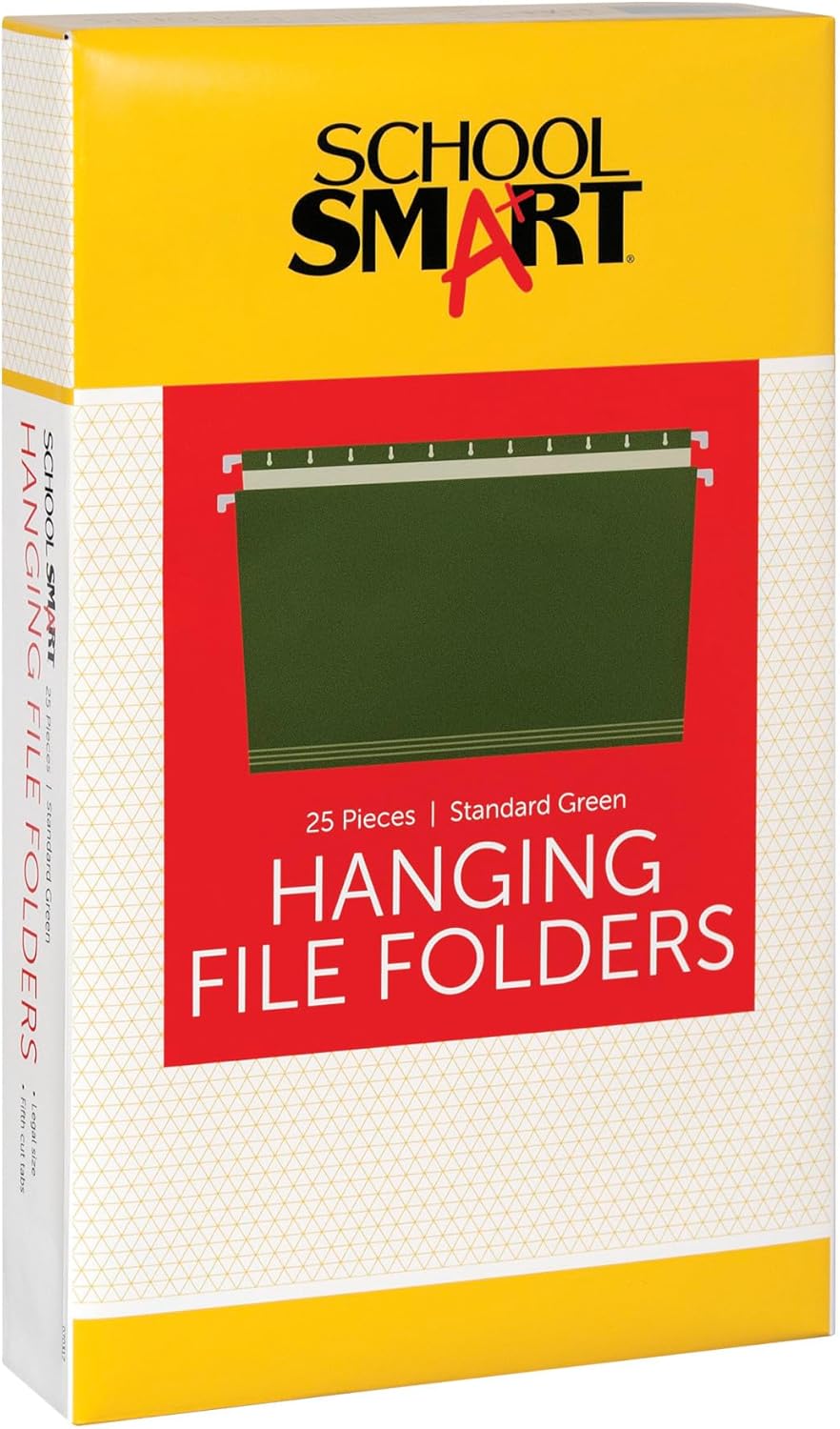 School Smart Hanging File Folder, Legal, Standard Green, 1/5 Cut Tabs, Pack of 25