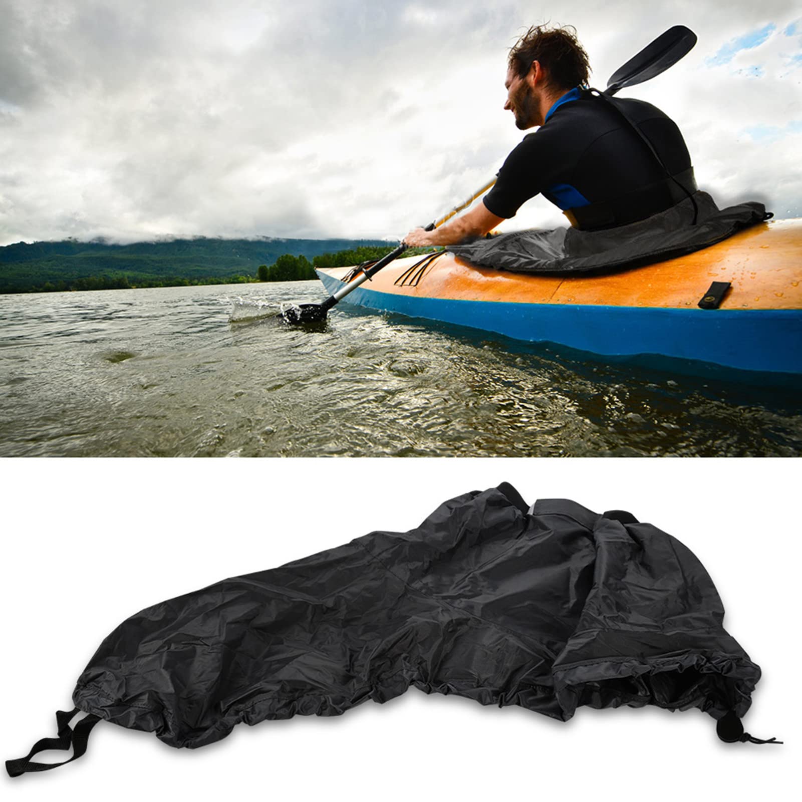 Jupe de pulvérisation professionnelle en nylon pour sports nautiques, kayak, canoë en plein air (noir)