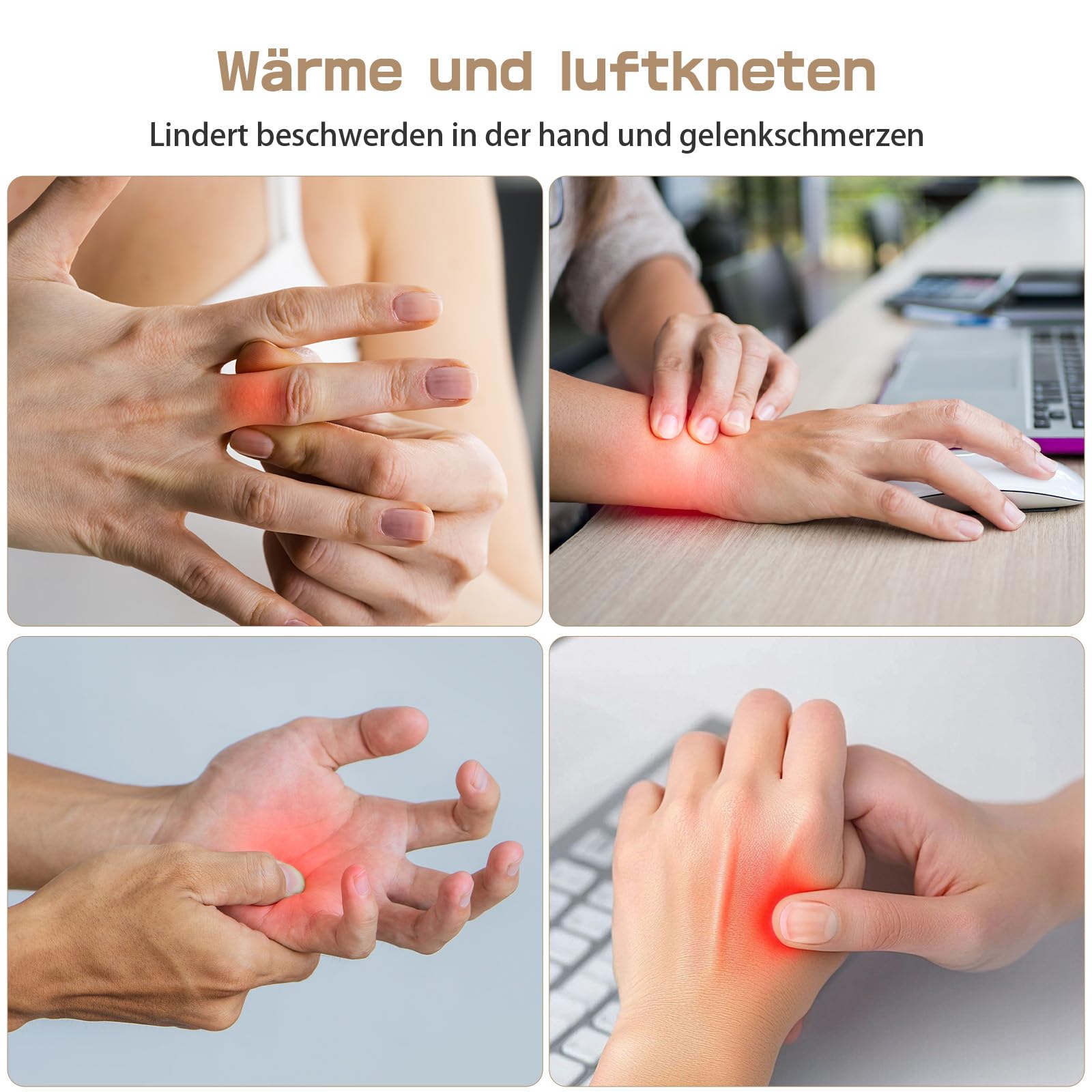 Handmassagegerät Rosa Mit Wärme, 3Modi & 5 Intensitätsstufen