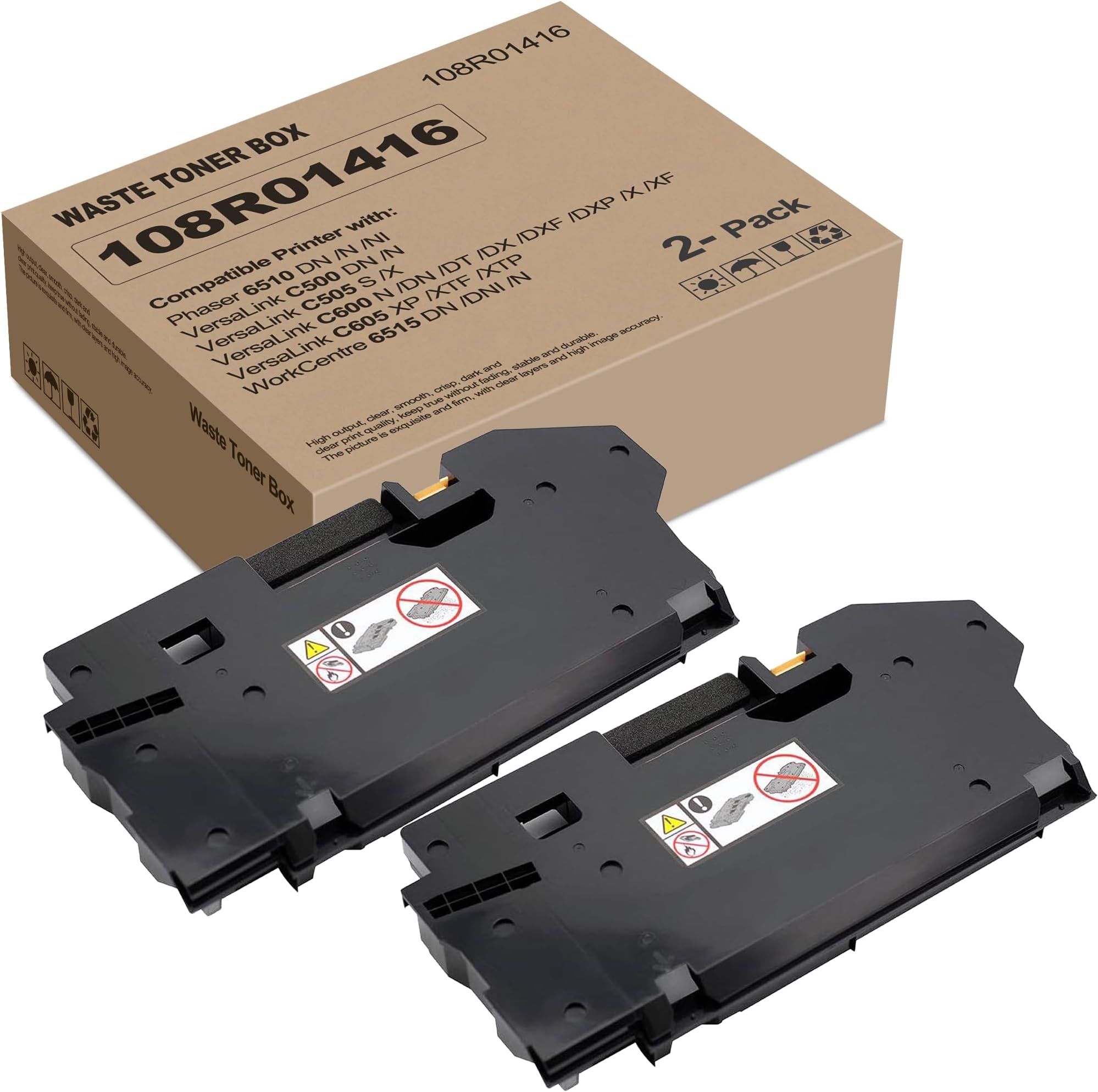 2 Pack 6510 6515 Waste Toner Box Replacement for Xerox 108R01416 Phaser 6510 WorkCentre 6515 VersaLink C500 C505 C600 C605 Printer, 108R01416