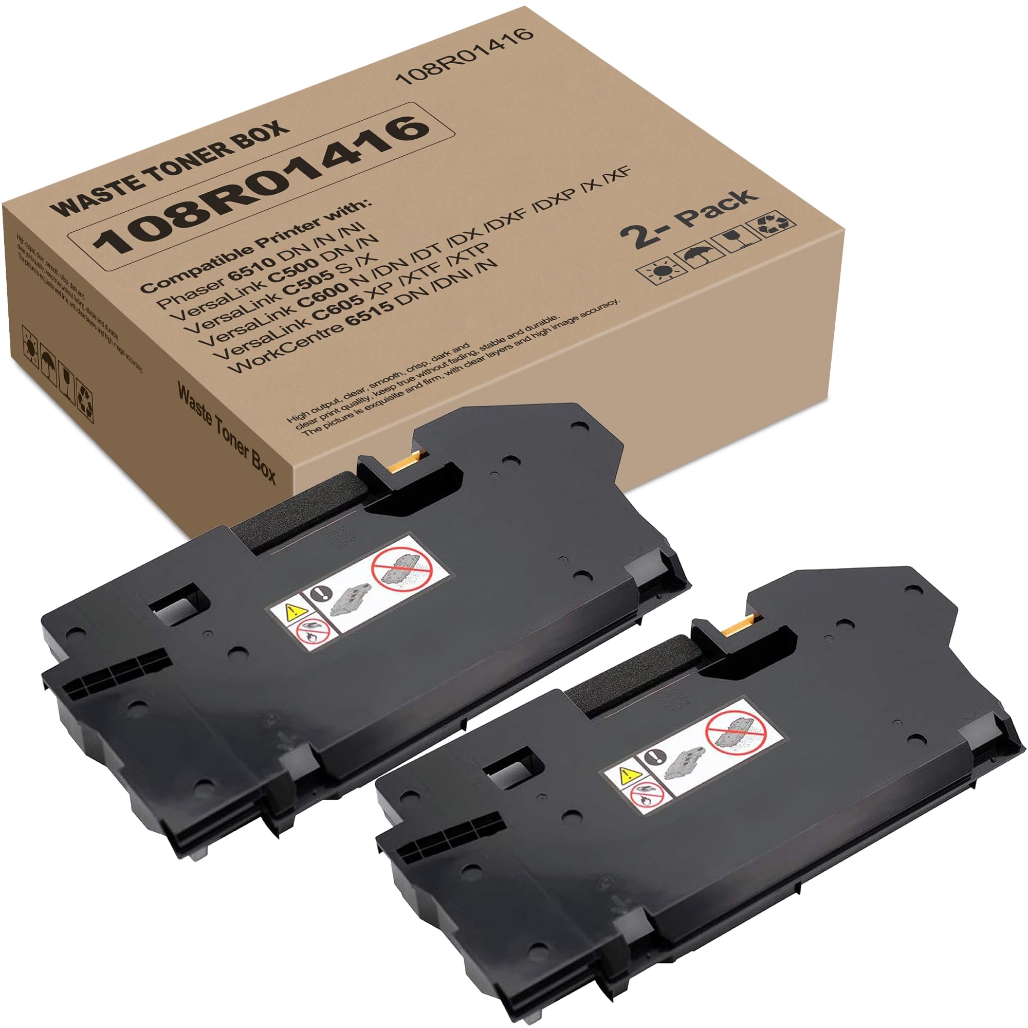 2 Pack 6510 6515 Waste Toner Box Replacement for Xerox 108R01416 Phaser 6510 WorkCentre 6515 VersaLink C500 C505 C600 C605 Printer, 108R01416