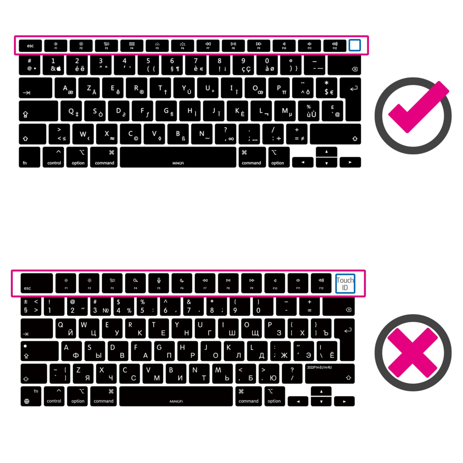 Copritastiera Silicone russo per MacBook Air 13" A2179 (2020), A2337 (M1, 2020–2022) EU/ISO - Nero