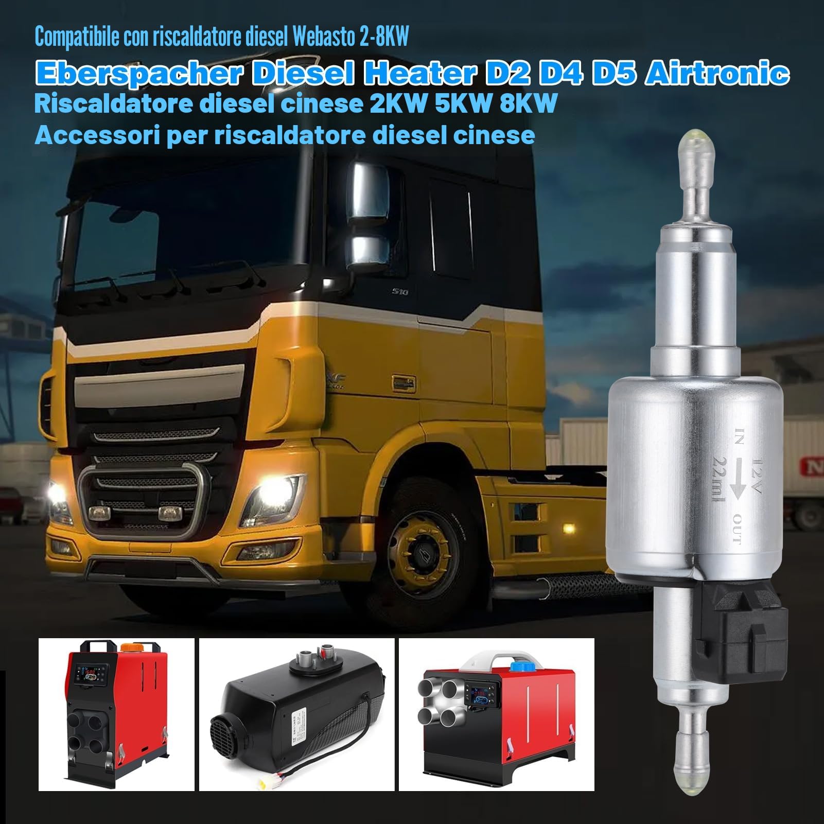 JIZZU Riscaldatore Universale per Auto, Pompa Diesel, Riscaldatore a Combustibile per Veicoli da 12V, Pompe Elettromagnetiche per Parcheggio, Riscaldatore a Impulsi, Riscaldatore ad Aria