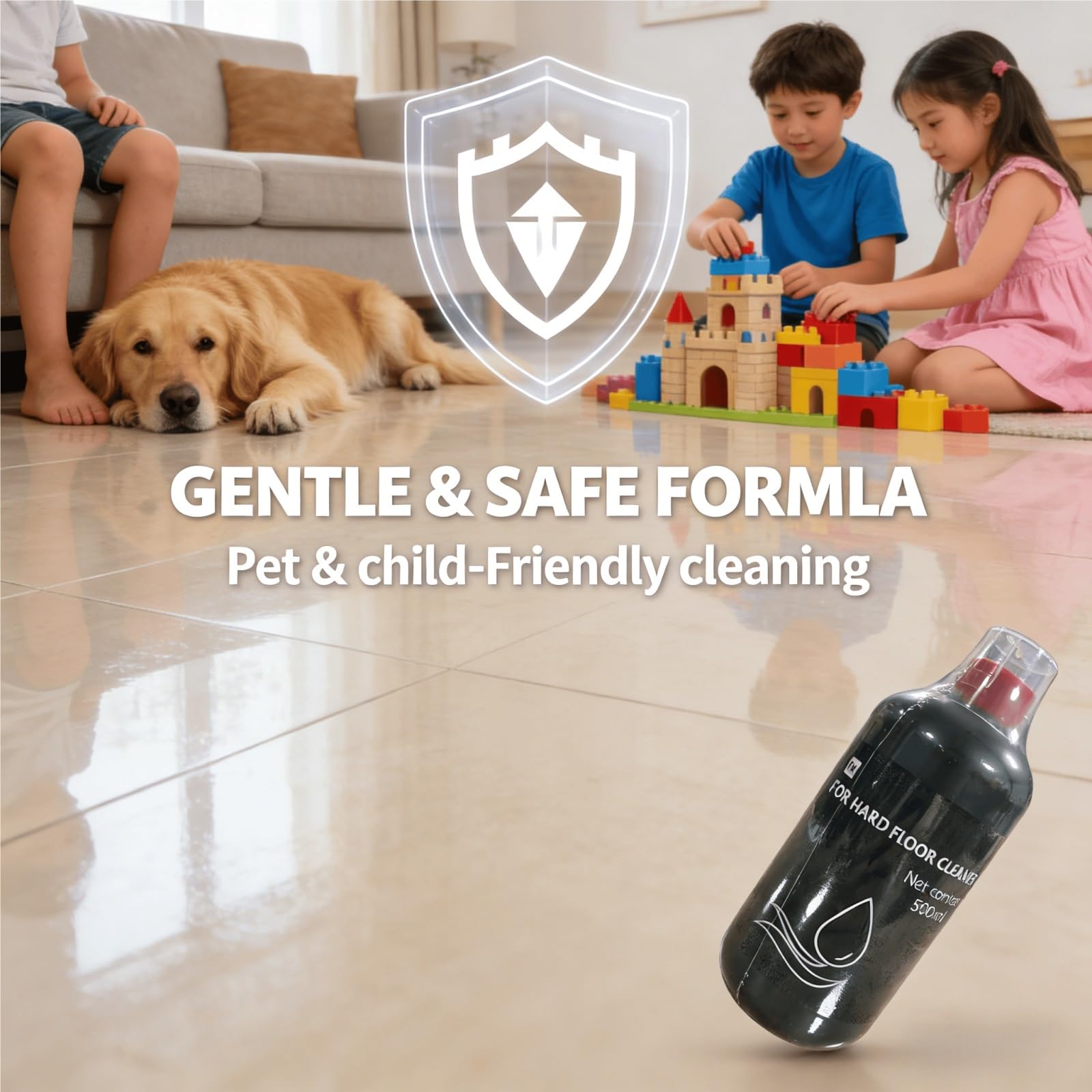 Detergente for pavimenti duri, 4 flacone, 500 ml, formula a bassa schiuma e ad asciugatura rapida, compatibile con Dyson WashG1/Nautik, for pavimenti in legno, piastrelle, marmo