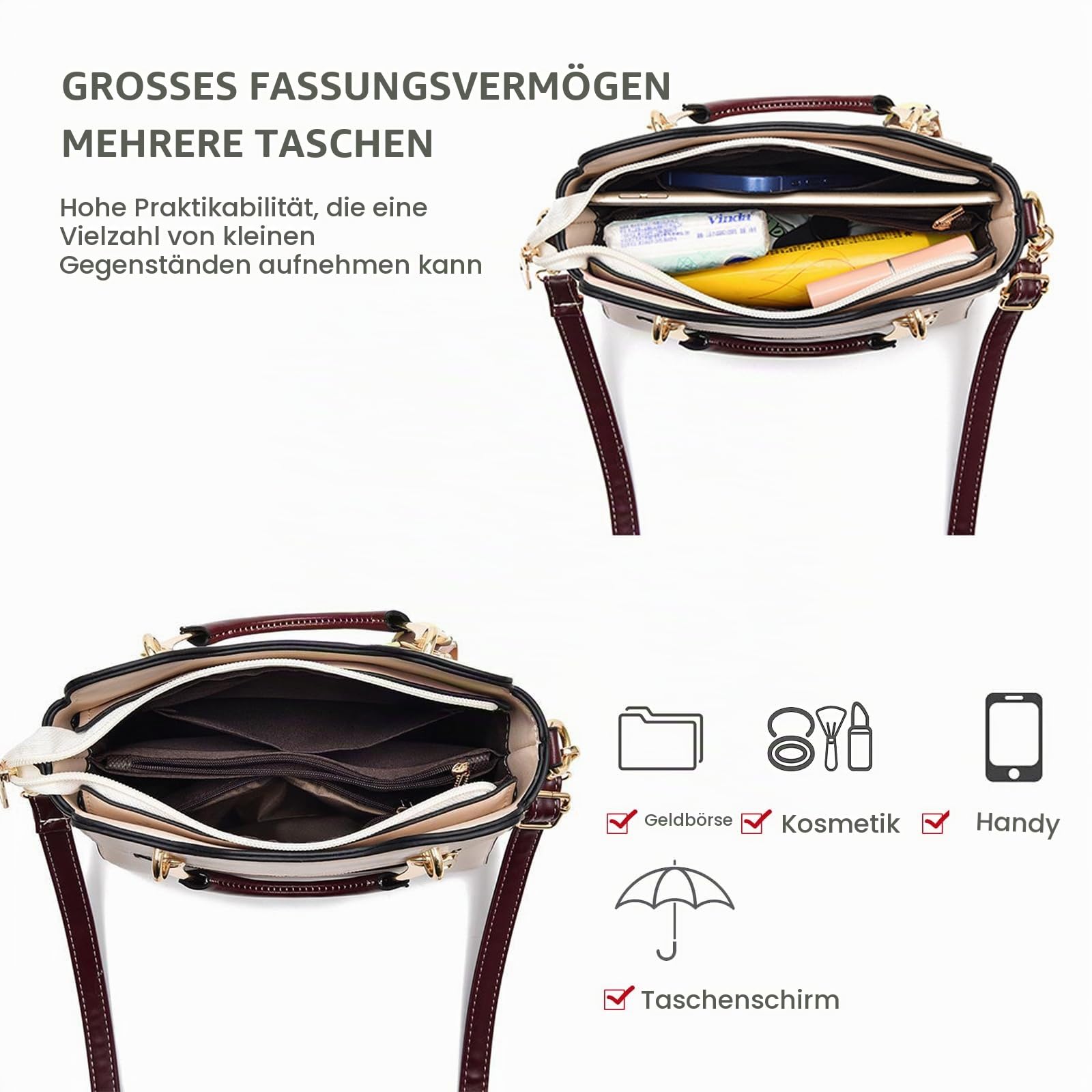 NICOLE & DORIS Handtasche Damen Klein Schultertaschen Mode Umhängetasche PU Leder Top Griff Tasche Mini Henkeltasche Mädchen Crossbody Bag mit Anhänger Grün mit Buchstaben