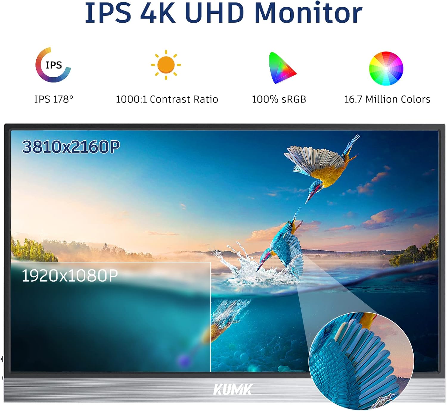 Monitor Portatile 4K, KUMK 15,6 UHD 3840x2160 Schermo Portatile, 100% sRGB Schermo IPS con HDMI Type-C Porta Doppi Altoparlanti, Compatibile con Laptop, Telefona, PC, Mac, PS3/4/5 Xbox Switch Monitor Portatile 4K, KUMK 15,6 UHD 3840x2160 Schermo Portatile, 100% sRGB Schermo IPS con HDMI Type-C Porta Doppi Altoparlanti, Compatibile con Laptop, Telefona, PC, Mac, PS3/4/5 Xbox Switch