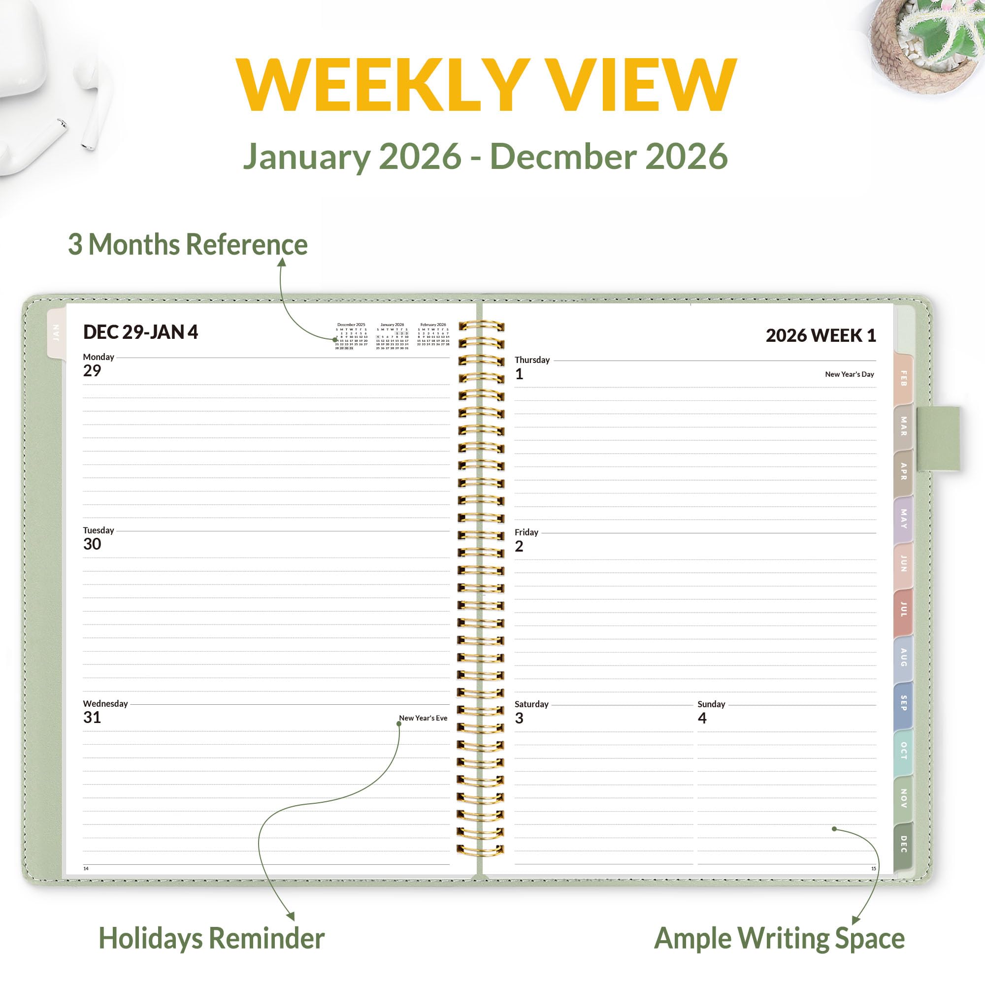 Snapklik.com : SUNEE 2026 Planner, Weekly And Monthly Calendar Planner ...