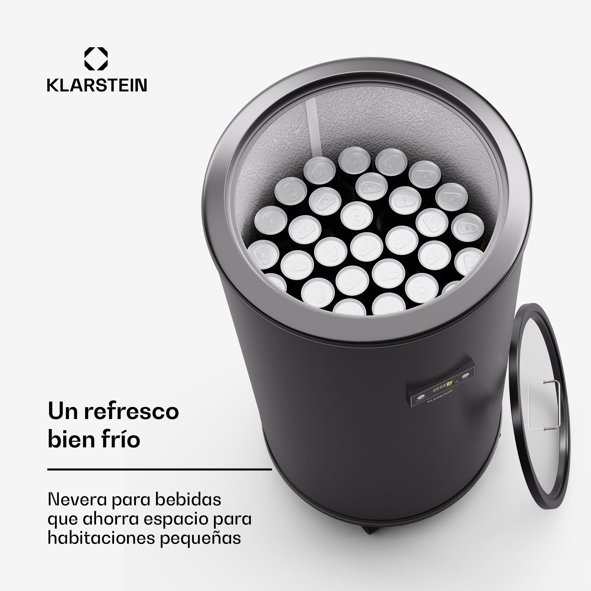 KLARSTEIN Beersafe L Nevera con pantalla LED, frigorífico de acero inoxidable, nevera de bebidas interior/exterior, nevera de vino 70 L