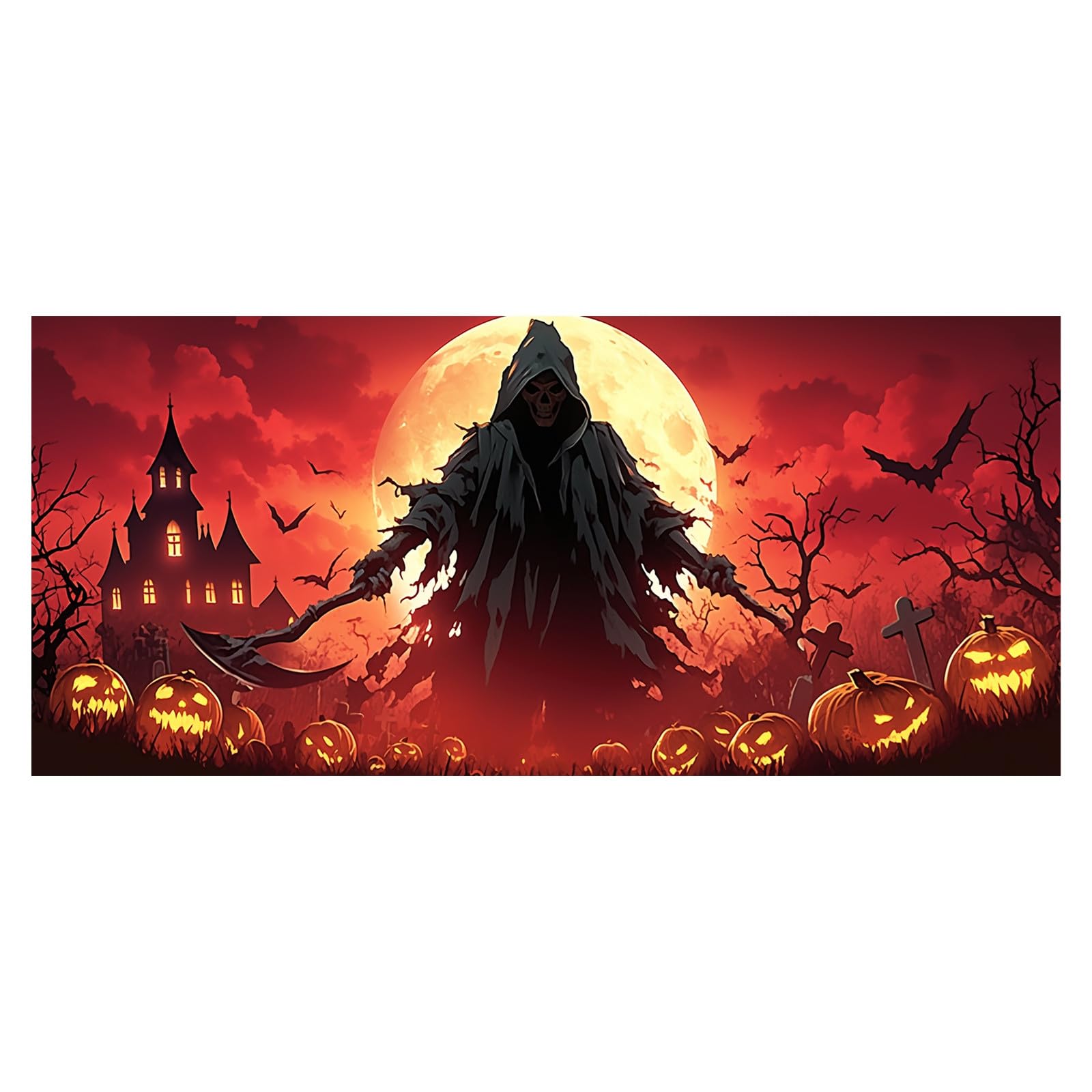 Letrero decorativo para patio, Halloween, garaje, decoración al aire libre, interior, suministros de fiesta, aterrador tema de murciélago de calabaza