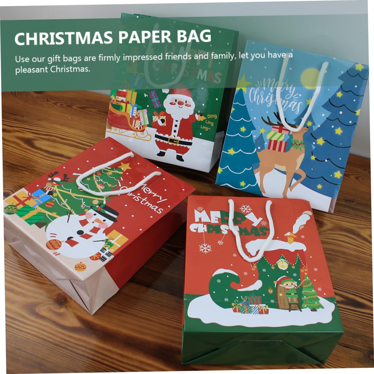Didiseaon 12pezzi Sacchetti di Natale di Carta per Alimenti Stampa Natalizia per Conservare Biscotti e Caramelle Sacchetti Regalo Decorativi