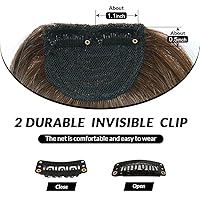 Vista 4 de Shinon Flequillo lateral grueso, extensiones de cabello humano real, color marrón claro