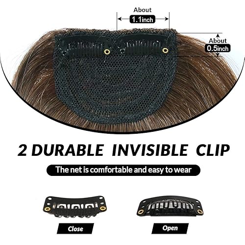 Miniatura 4 de Shinon Flequillo lateral grueso, extensiones de cabello humano real, color marrón claro