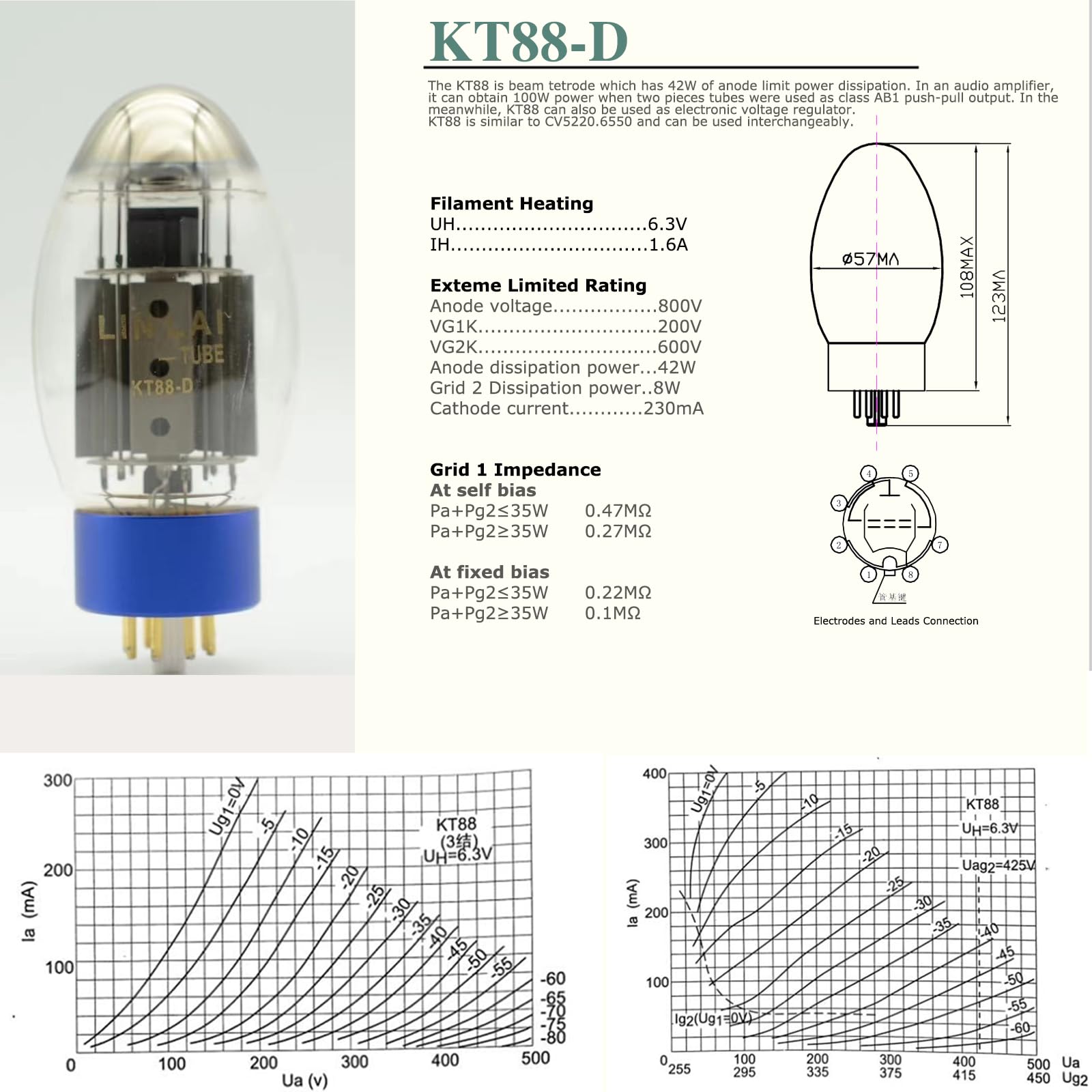 Amazon.com: LINLAI Tube 1 Pair KT88 Free Matching Vacuum Hifi